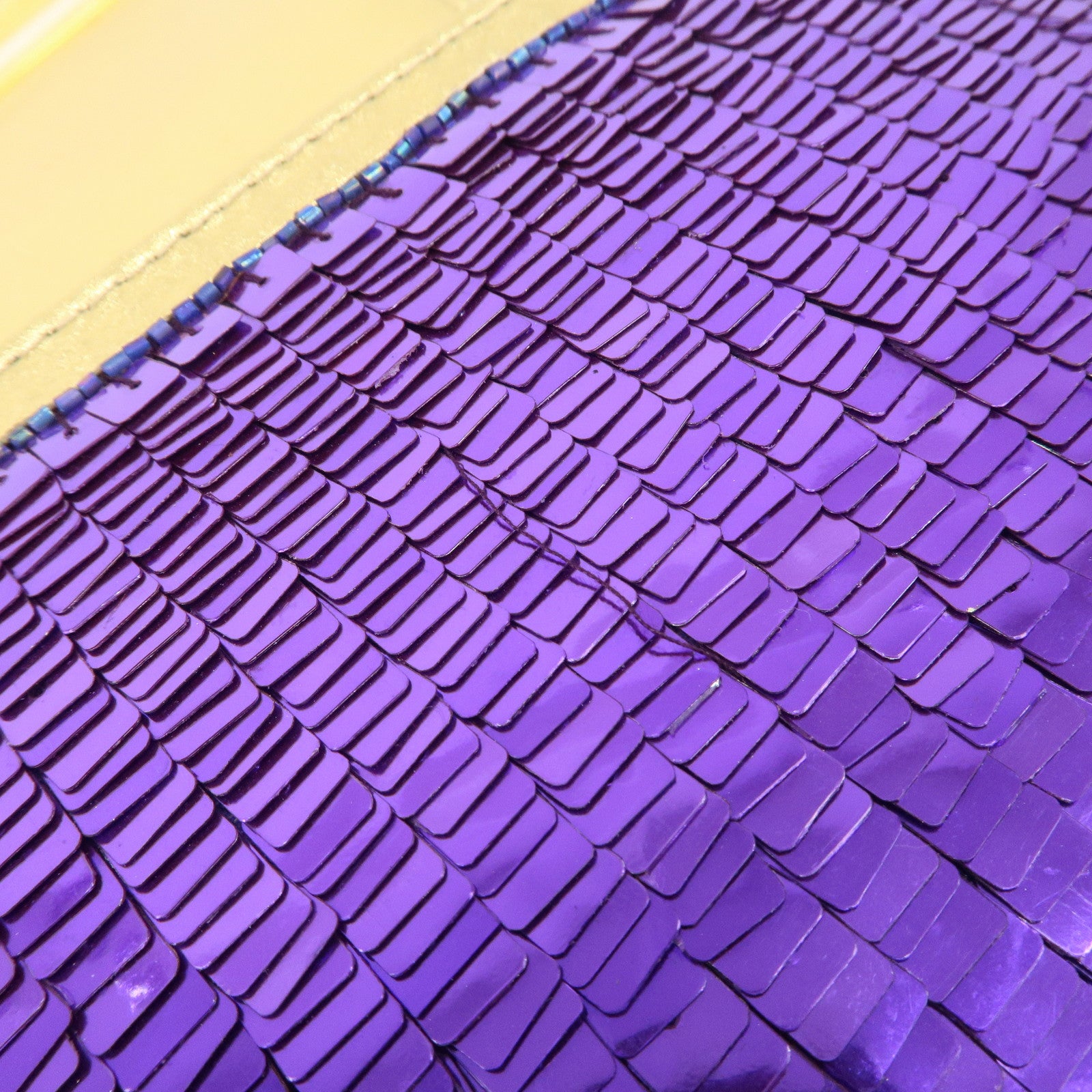 FENDI Leather Sequin Shoulder Bag Crossbody Bag Gold Red Purple