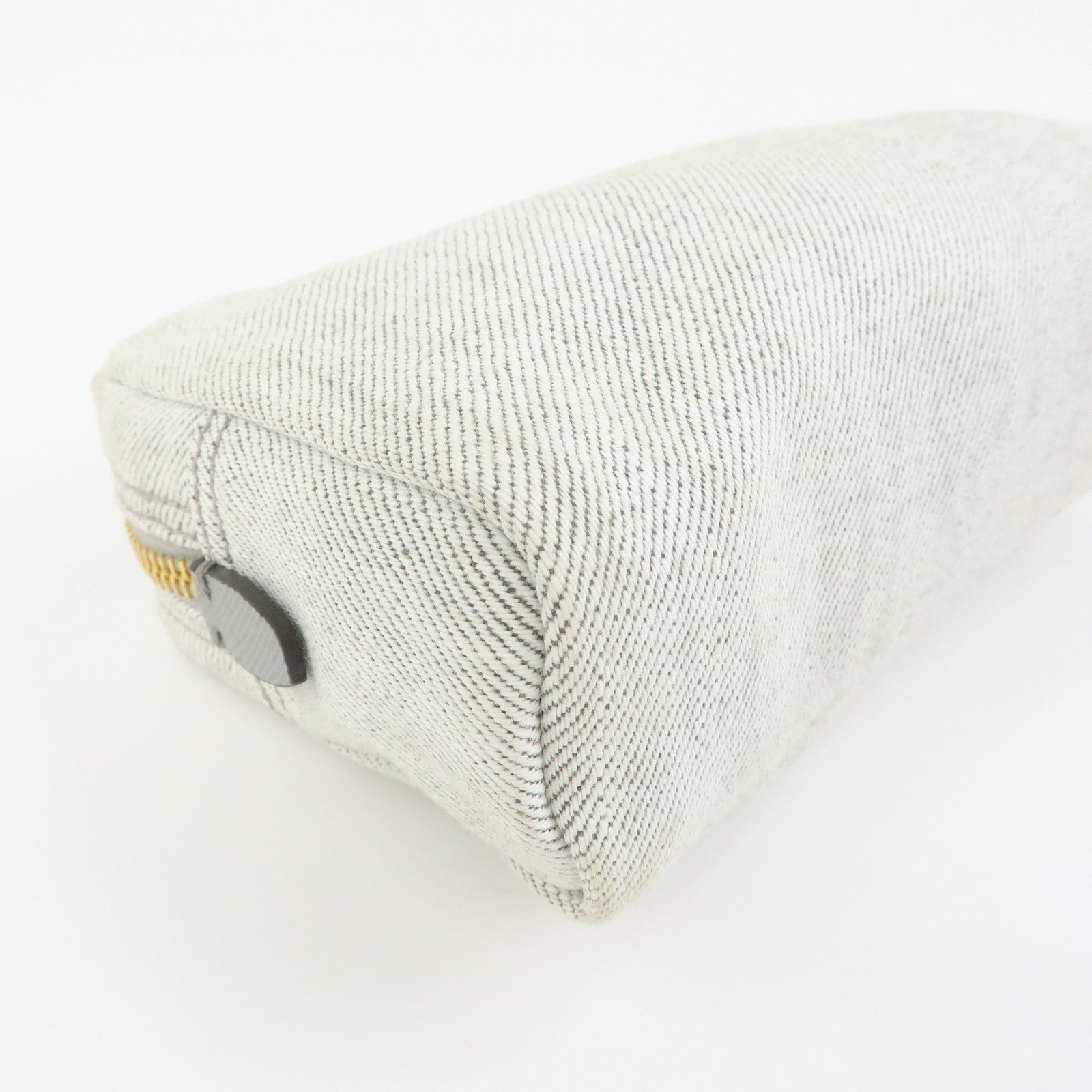 PRADA Triangle Logo Canvas Cosmetic Pouch Accessory Pouch Gray