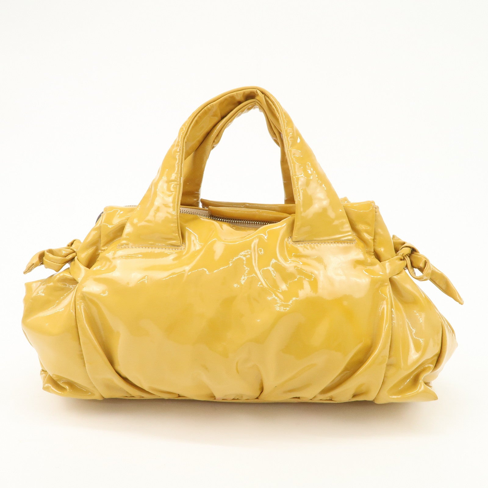 GUCCI Hysteria Patent Leather Hand Bag Tote Bag Yellow 197020