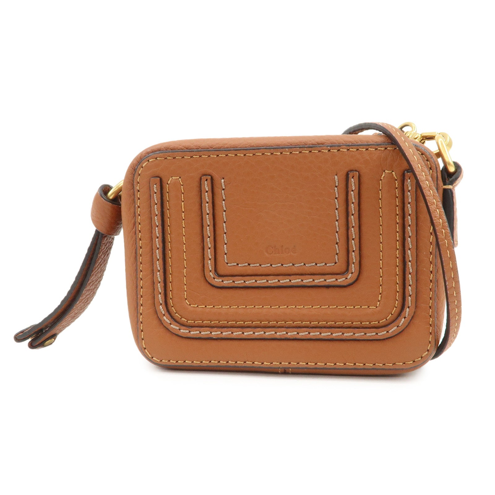 Chloe Marcie Logo Leather Shoulder bag Crossbody Bag Brown