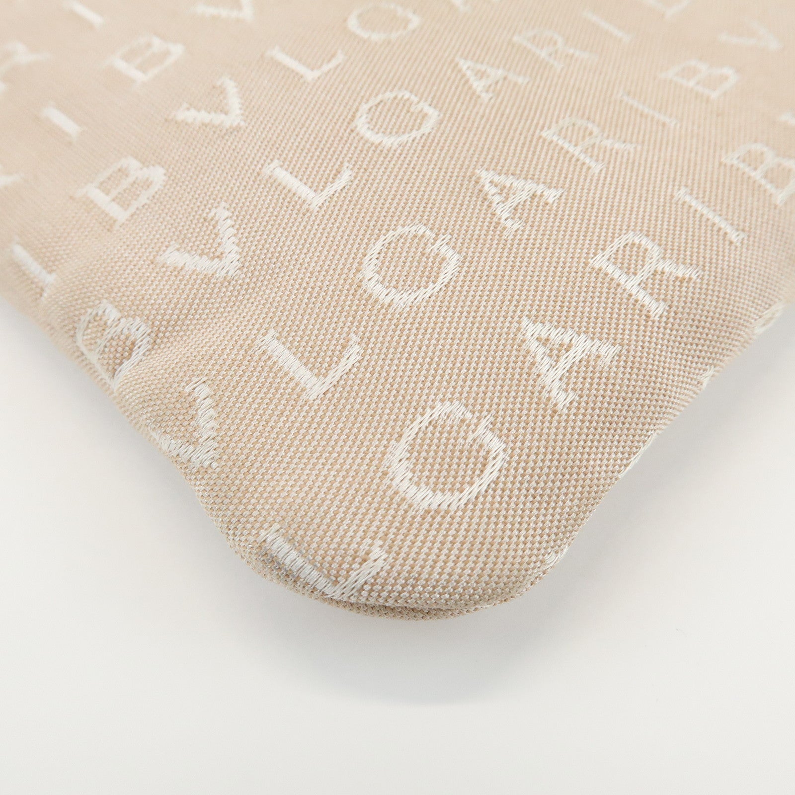 BVLGARI Logo Mania Monogram Canvas Leather Shoulder Bag Beige Brown