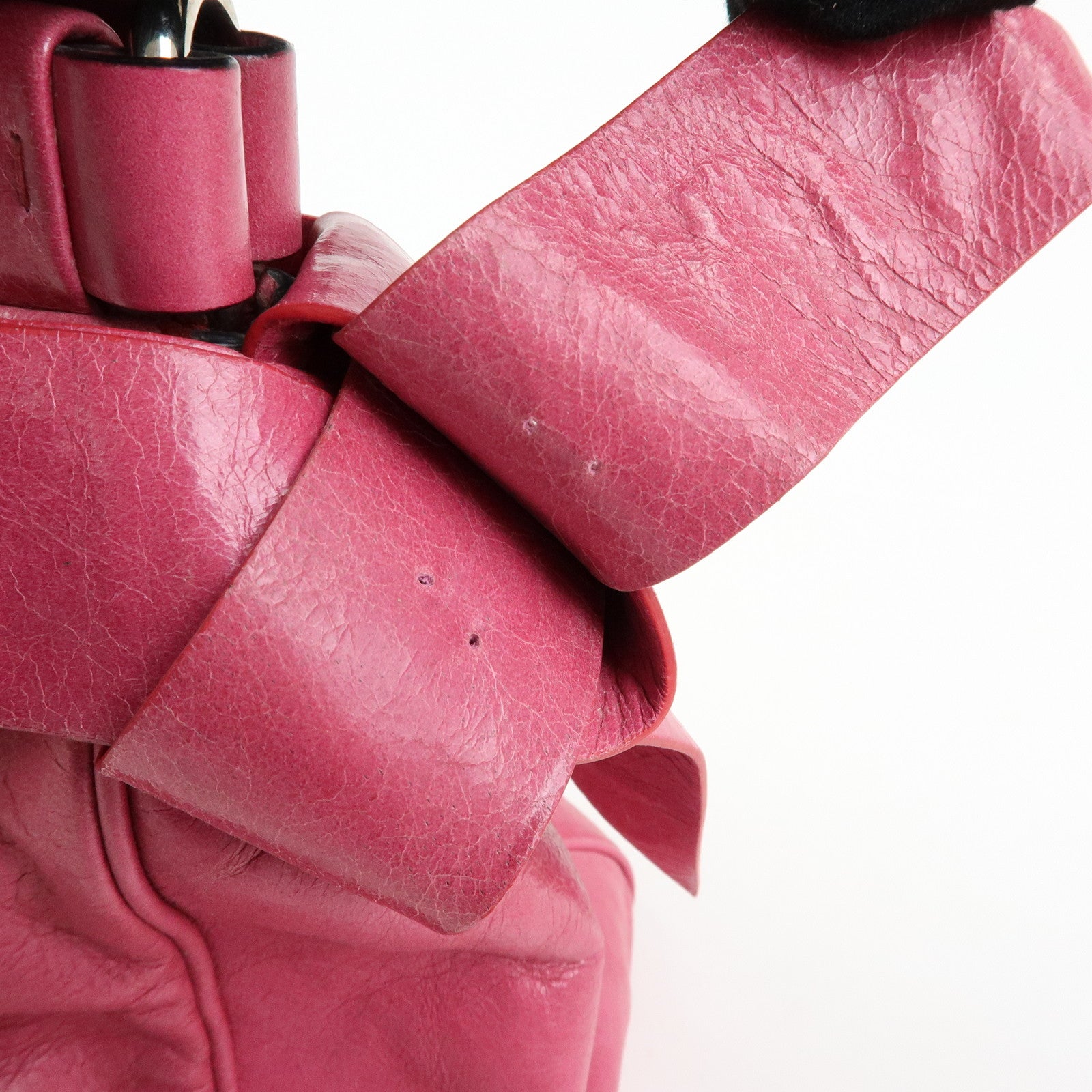 MIU MIU Vitello Lux 2Way Ribbon Motif Bag Hand Bag Pink RN0955