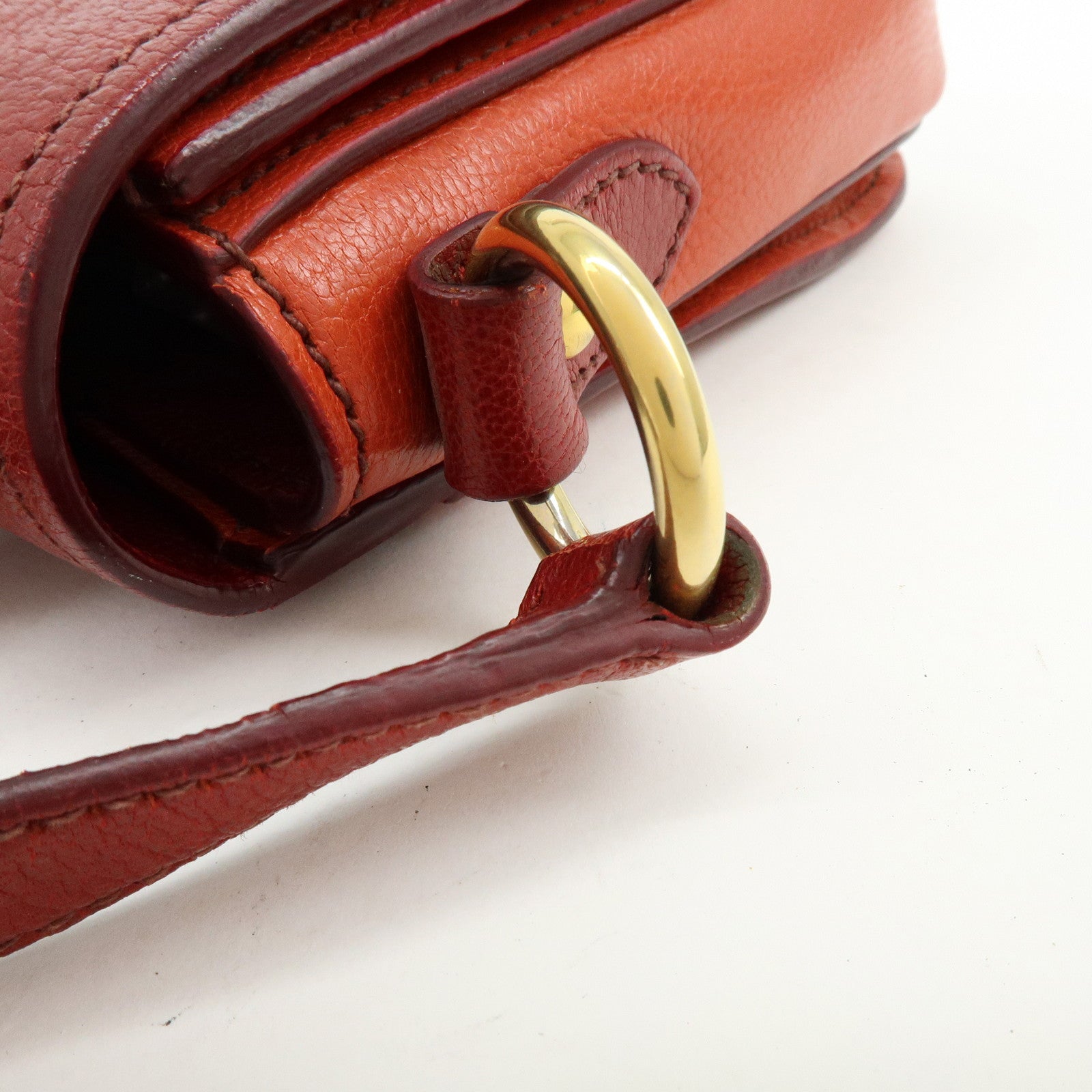 MIU MIU Madras Leather 2Way Bag Hand Bag Shoulder Bag Red Orange