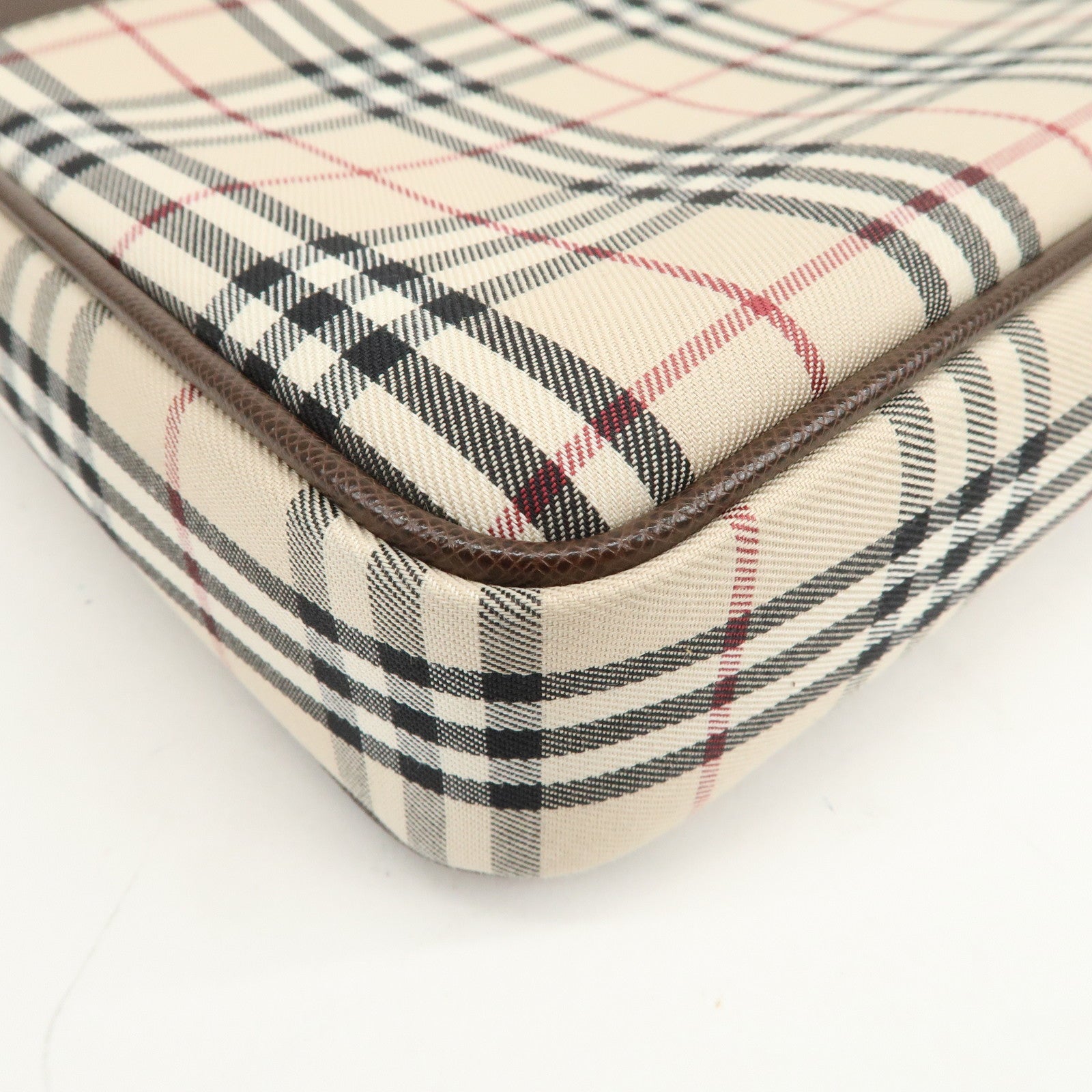 BURBERRY Nova Plaid Canvas Leather Shoulder Crossbody Bag Beige
