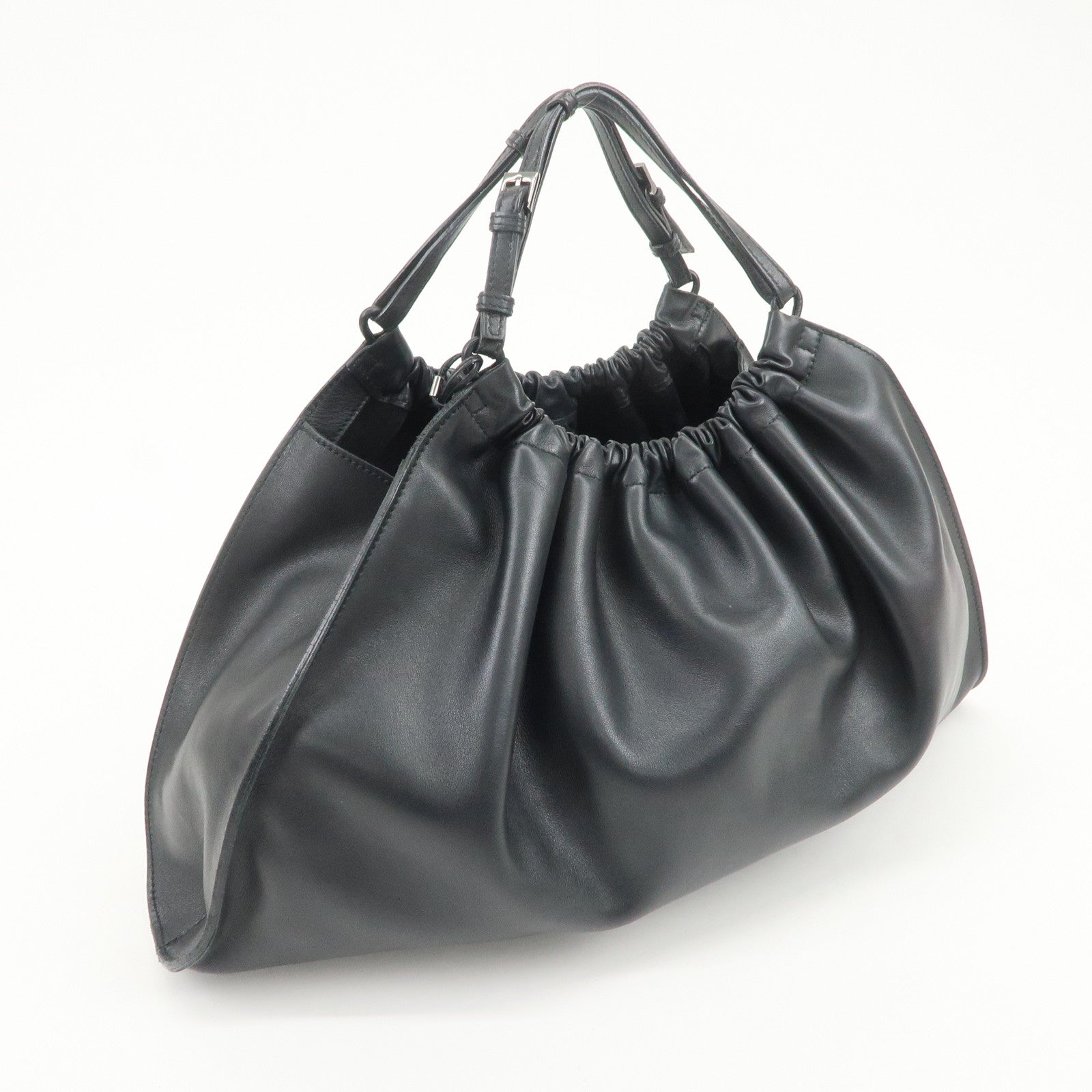 GUCCI Leather Tote Bag Hand Bag Black 76554