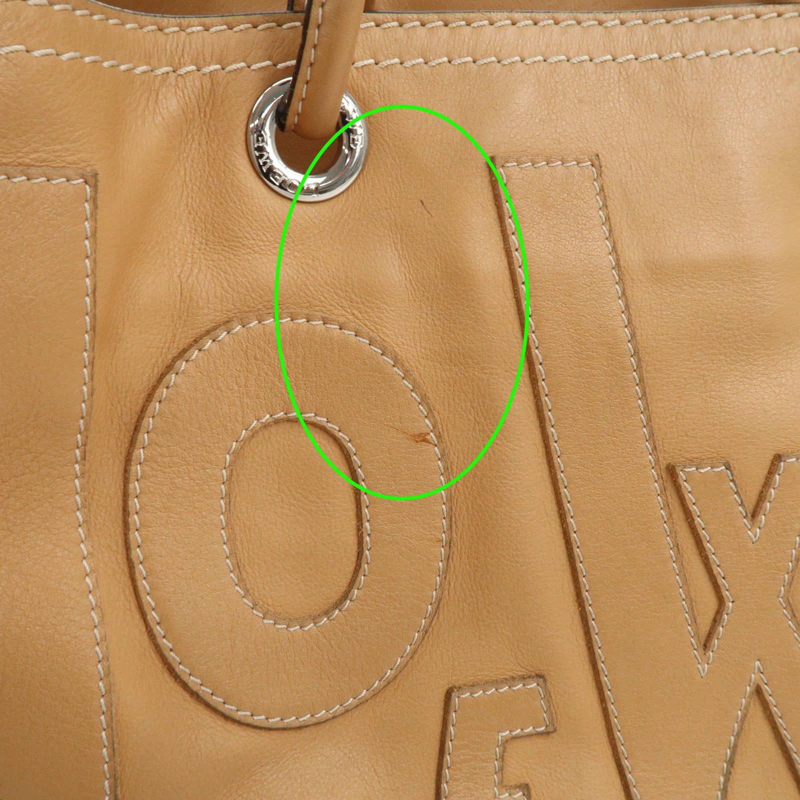 LOEWE Anagram Logo Leather Shopper Tote Bag Shouder Bag Light Brown