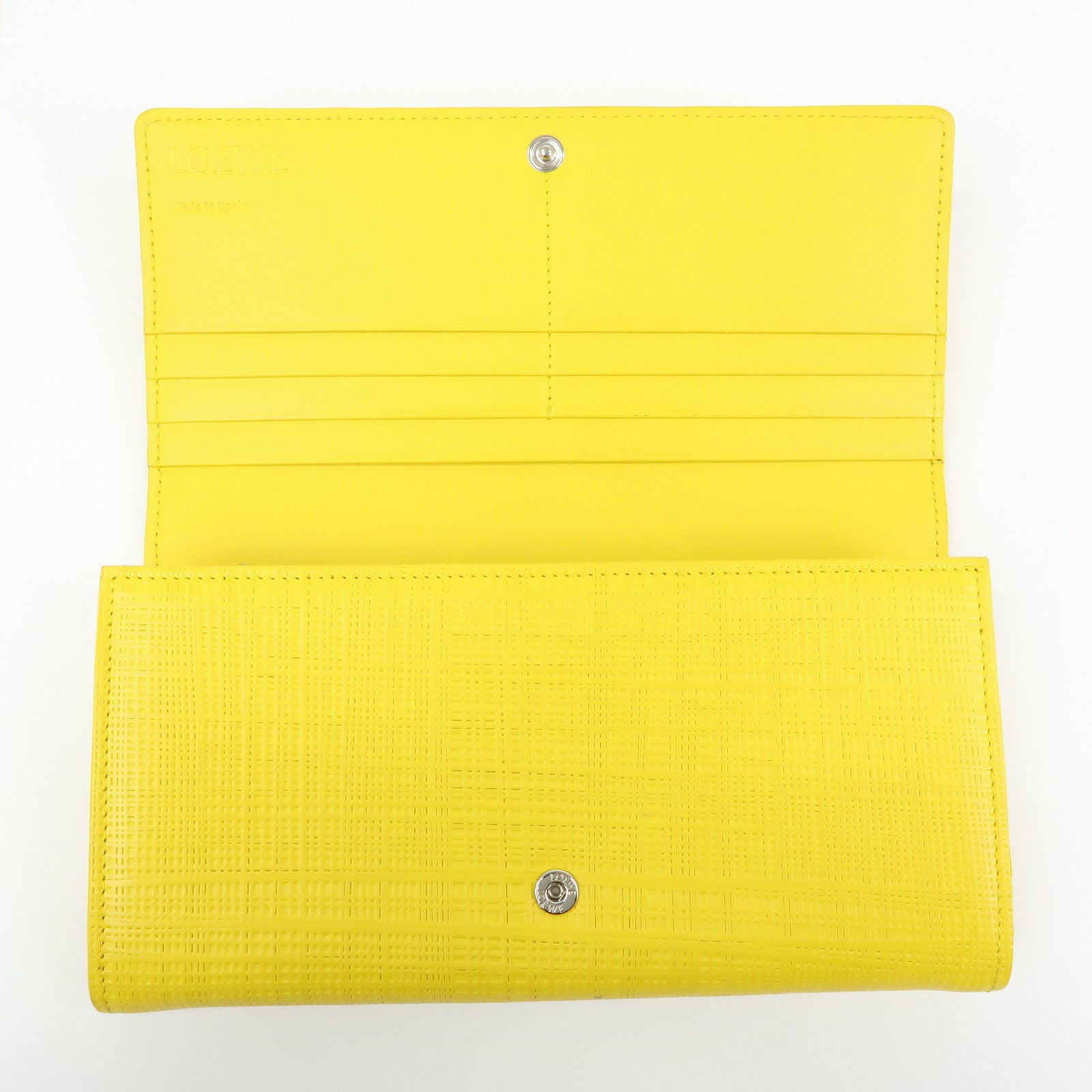 LOEWE Anagram Calf Bi-fold Leather Long Wallet Yellow