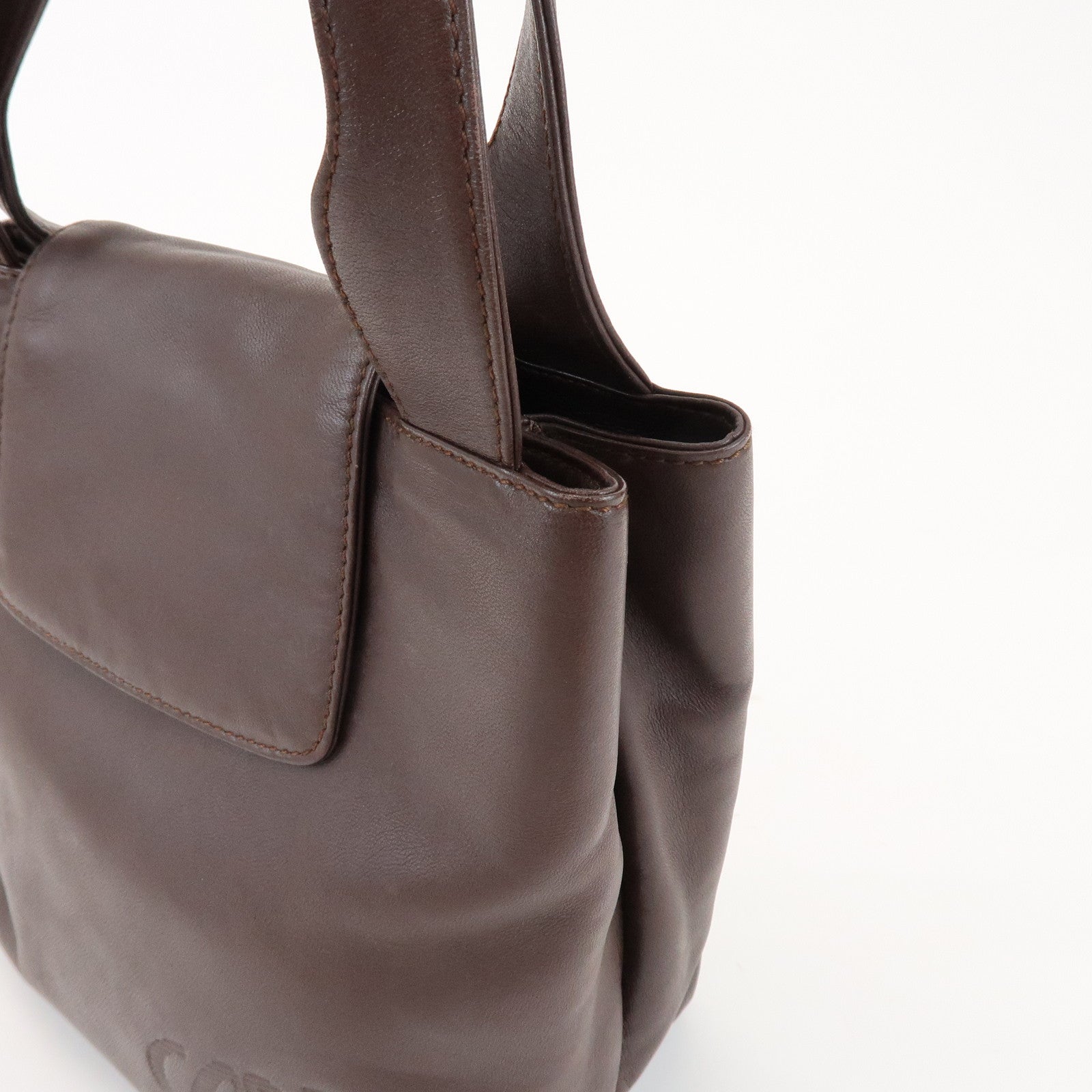 LOEWE Anagram Logo Leather Hand Bag Mini Tote Bag Brown