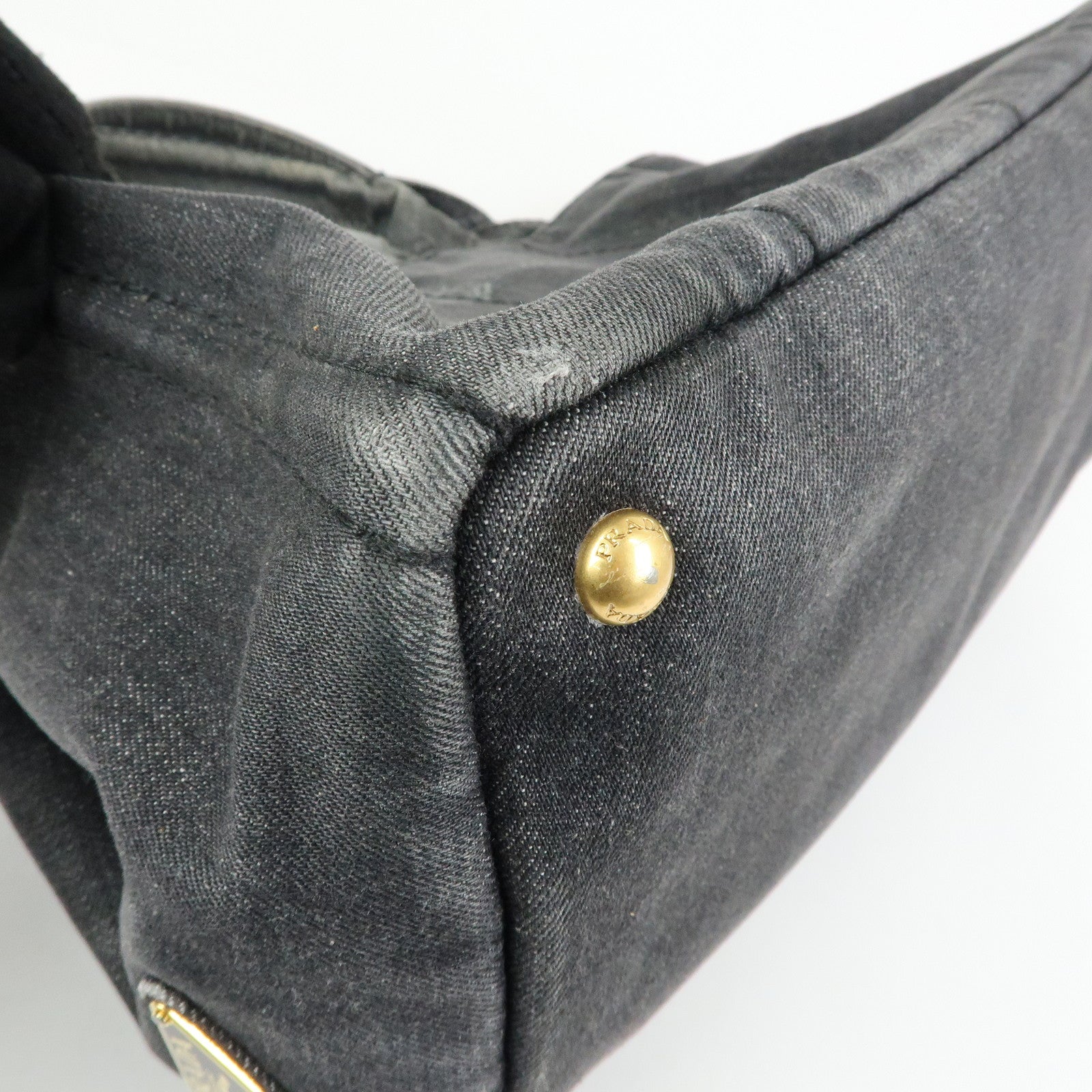 PRADA Triangle Logo Canapa Denim 2Way Bag Shoulder Bag Black 2642B