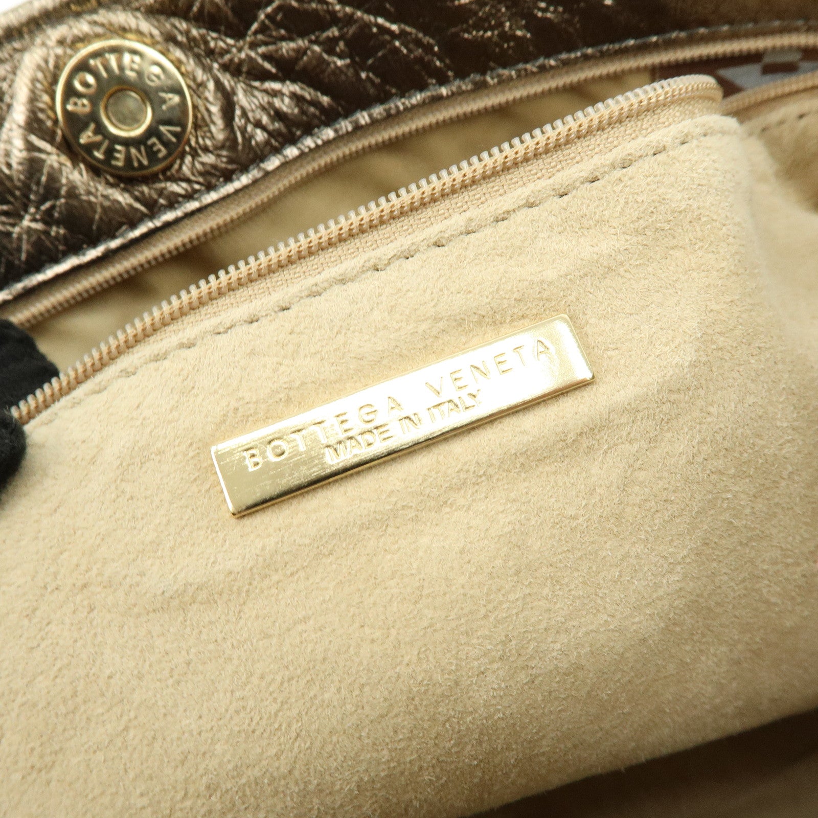 BOTTEGA VENETA Intrecciato Leather Shoulder Bag Gold Blue 101001