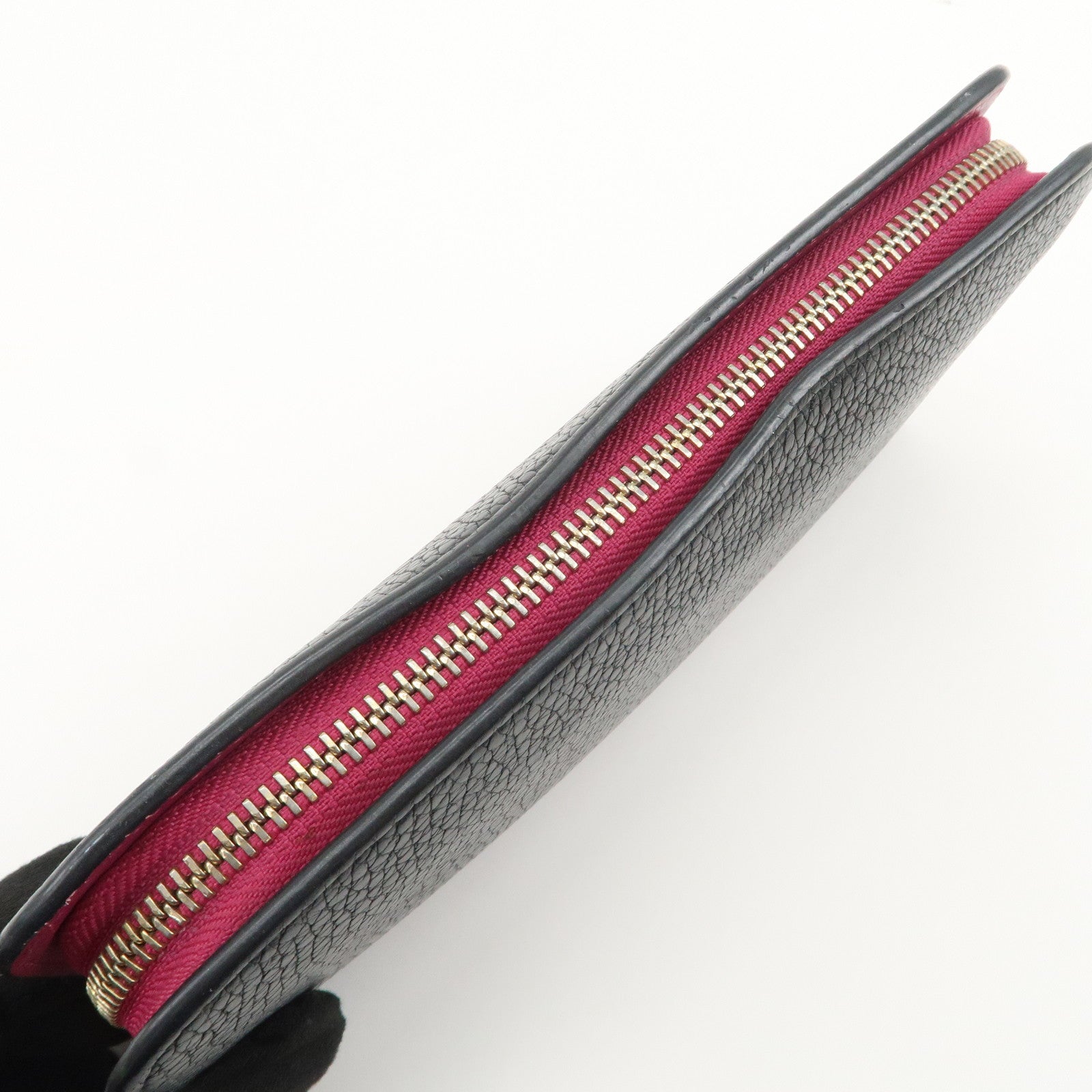 Christian Dior Diorissimo Round Zippy Long Wallet Black Pink