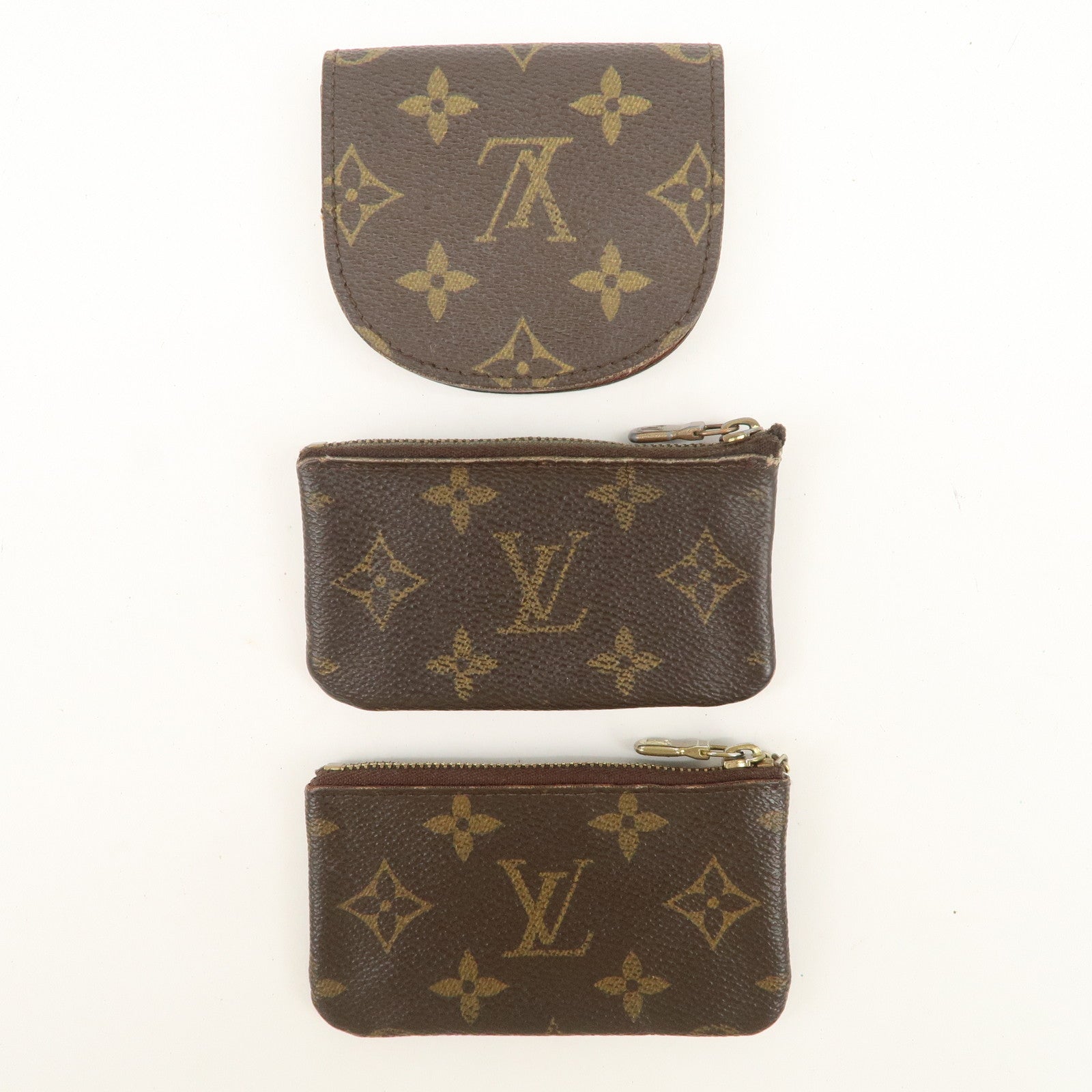 Louis Vuitton Monogram Set of 3 Coin Case M62650 M61970 Used