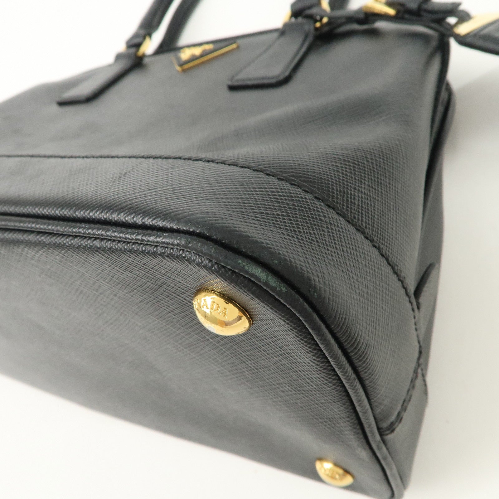 PRADA Saffiano Leather Triangle Logo 2WAY Bag Hand Bag Black BN2567