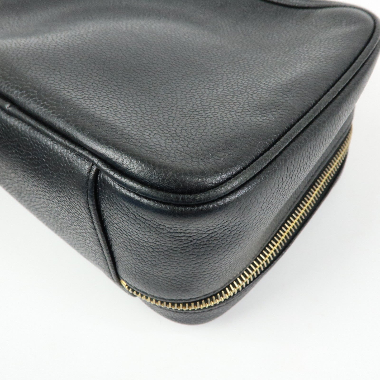 CHANEL COCO Mark Caviarskin 2Way Bag Cosmetic Bag Black A07061