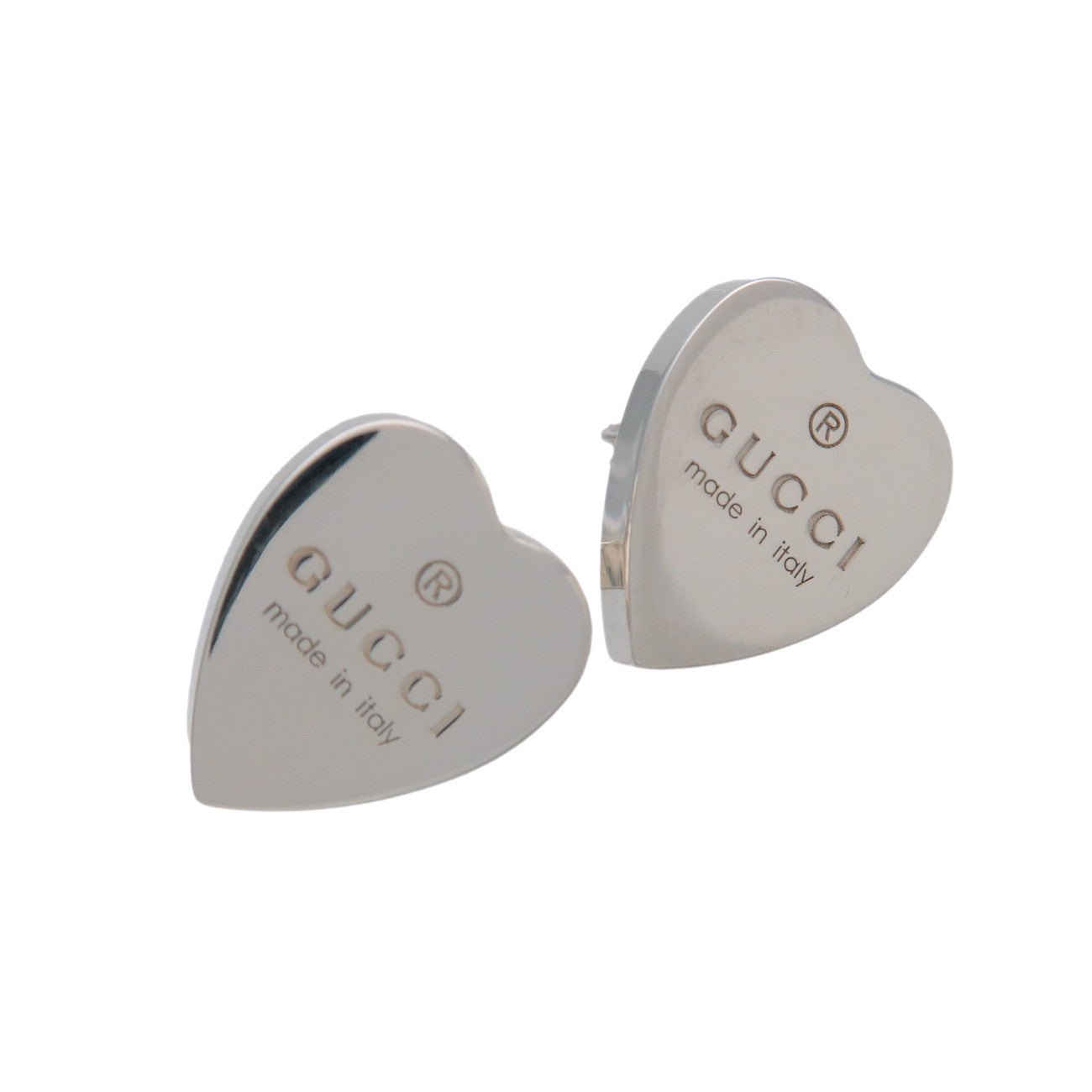 GUCCI Trademark Heart Shaped Earrings SV925 Silver 223990