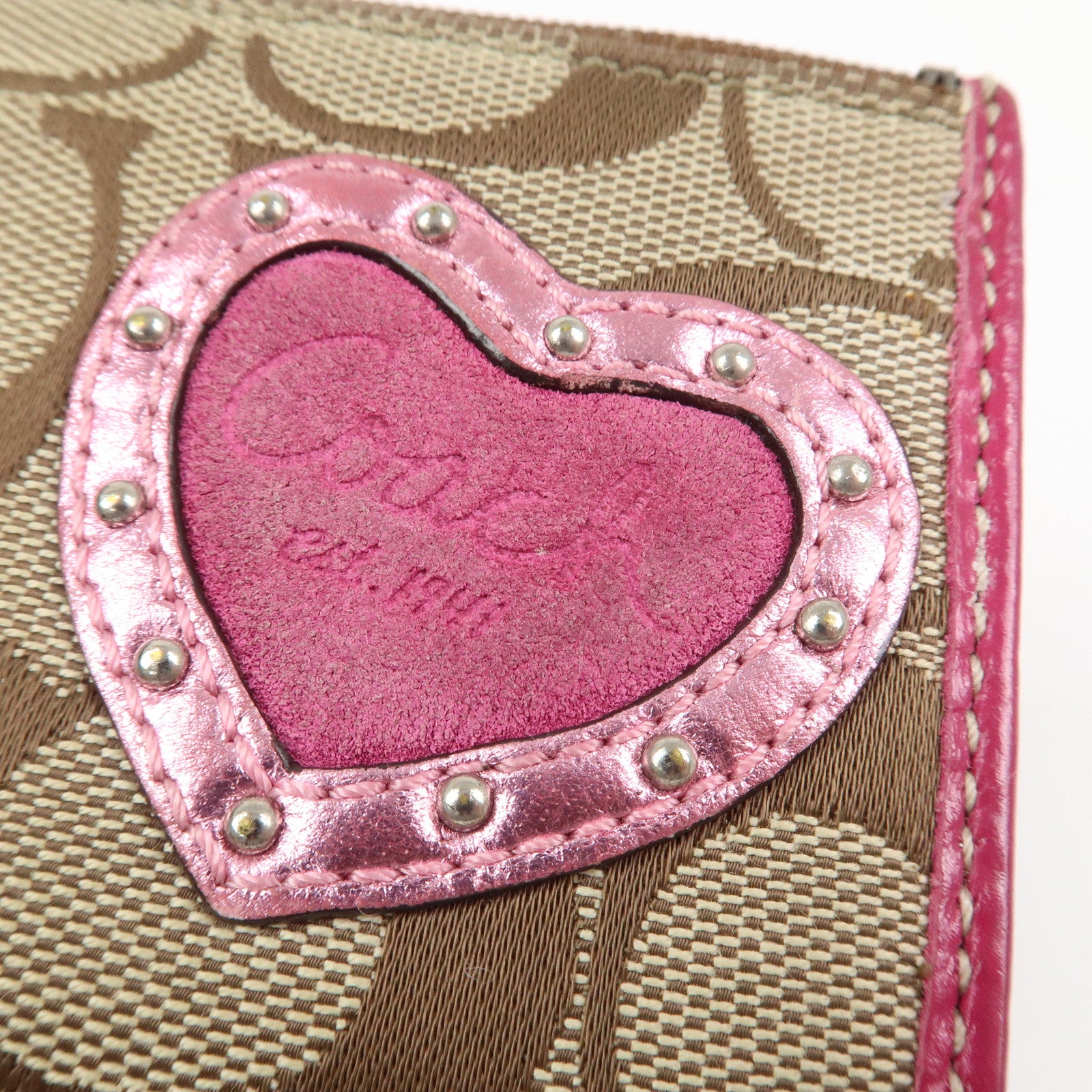 COACH Satin Canvas Set Of 2 Coin Case Card Case Beige Multicolor