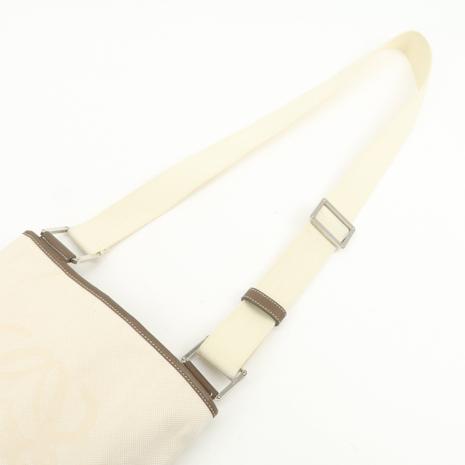 LOEWE Anagram Canvas Leather Shoulder Bag Crossbody Bag Beige