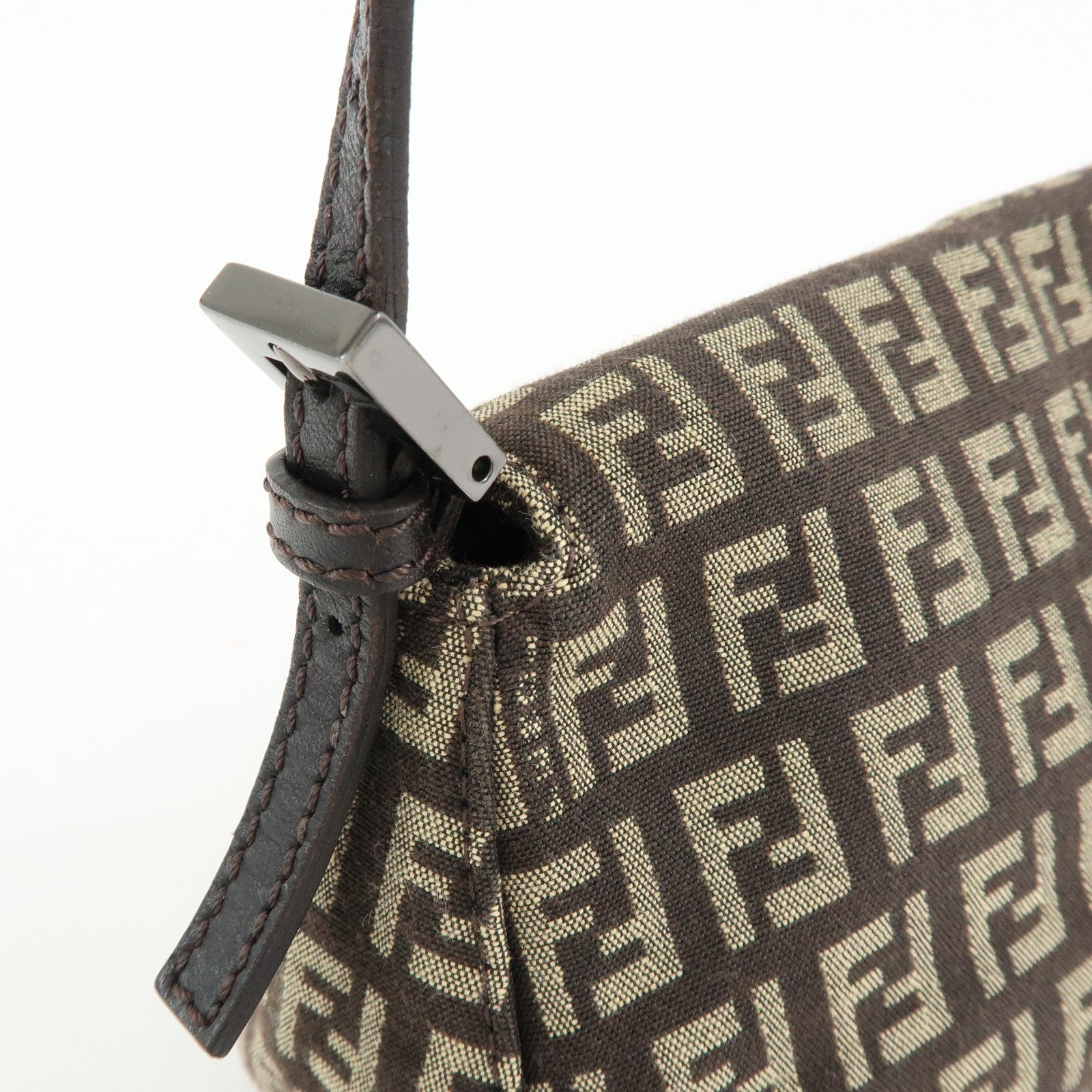 FENDI Mini Mamma Baguette Zucchino Canvas Shoulder Bag 8BR180