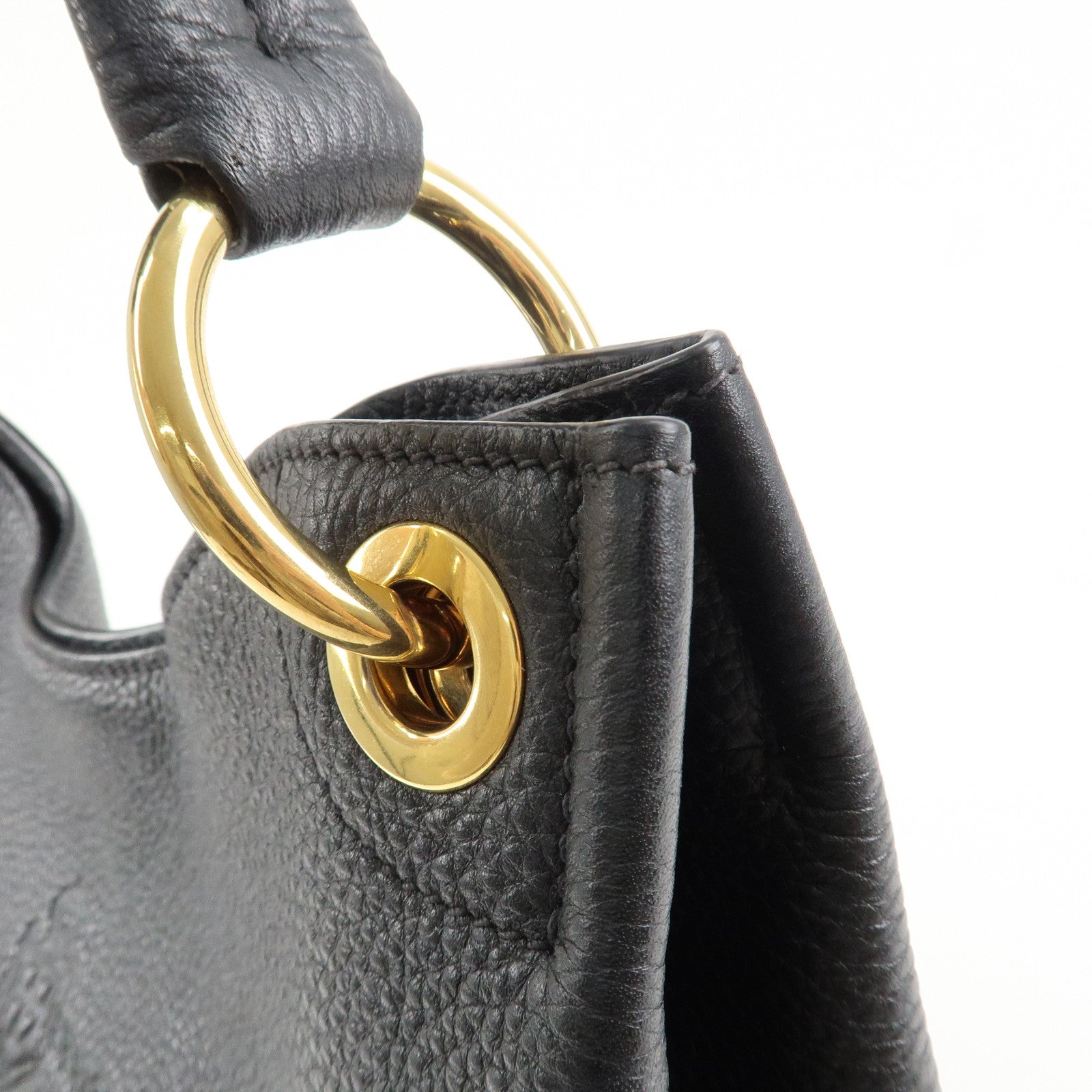 PRADA VITTELLO PHOENIX Triangle Logo Leather Shoulder Bag Black 1BC051 Used