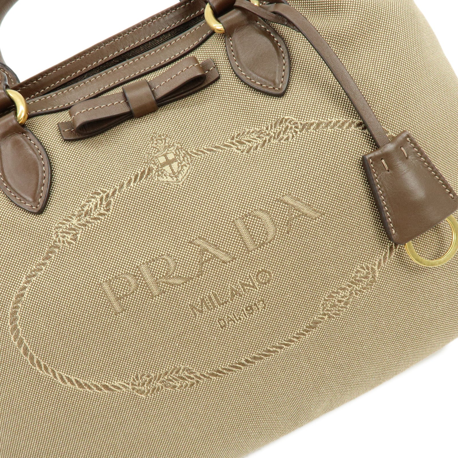 PRADA Triangle Logo Jacquard Leather 2Way Hand Shoulder Bag 1BA579