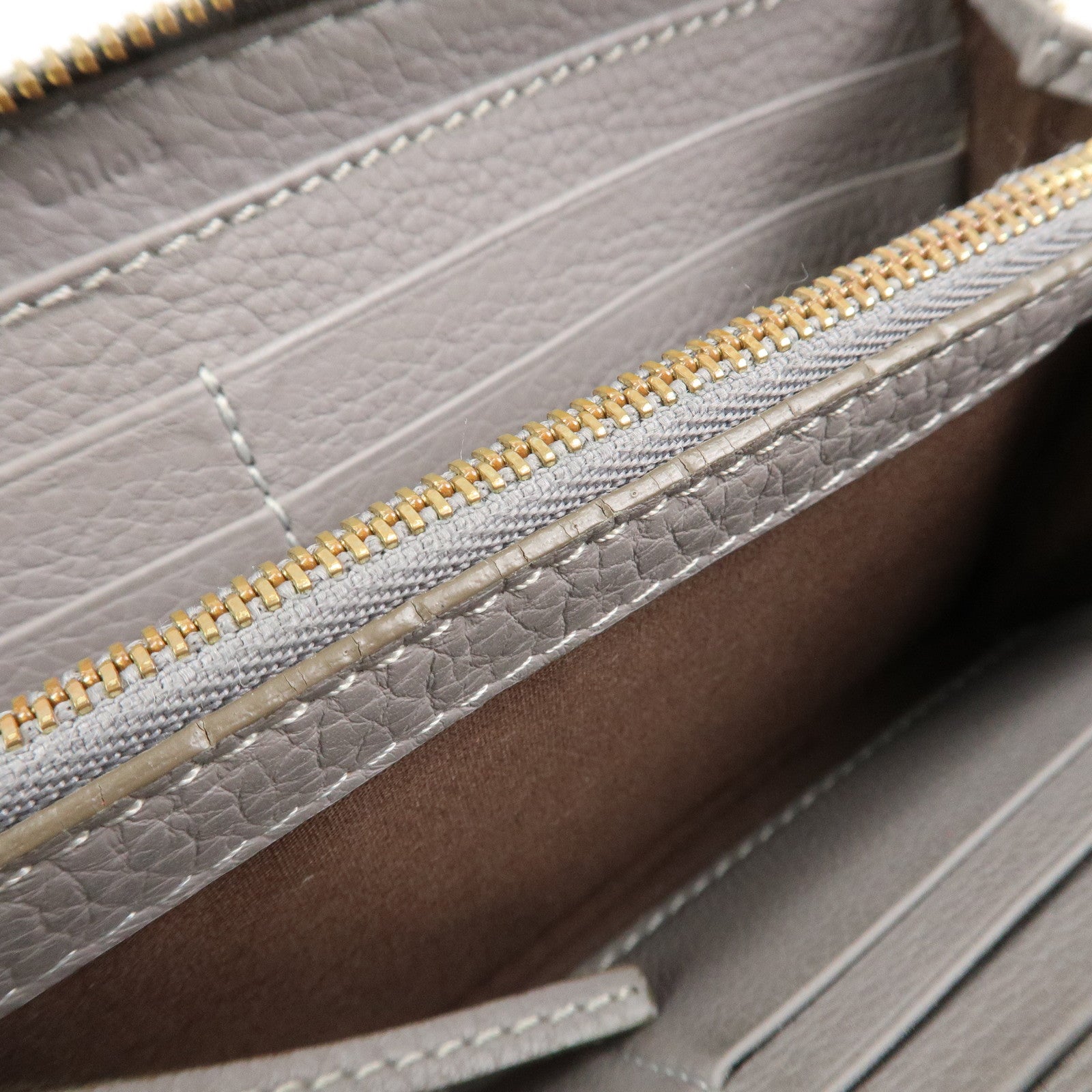 Chloe Marcie Leather Round Zippy Long Wallet Gray
