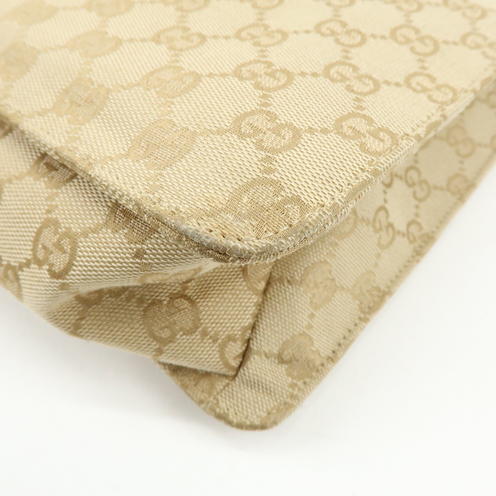 GUCCI GG Canvas Leather Shoulder Bag Crossbody Bag Beige Burgundy