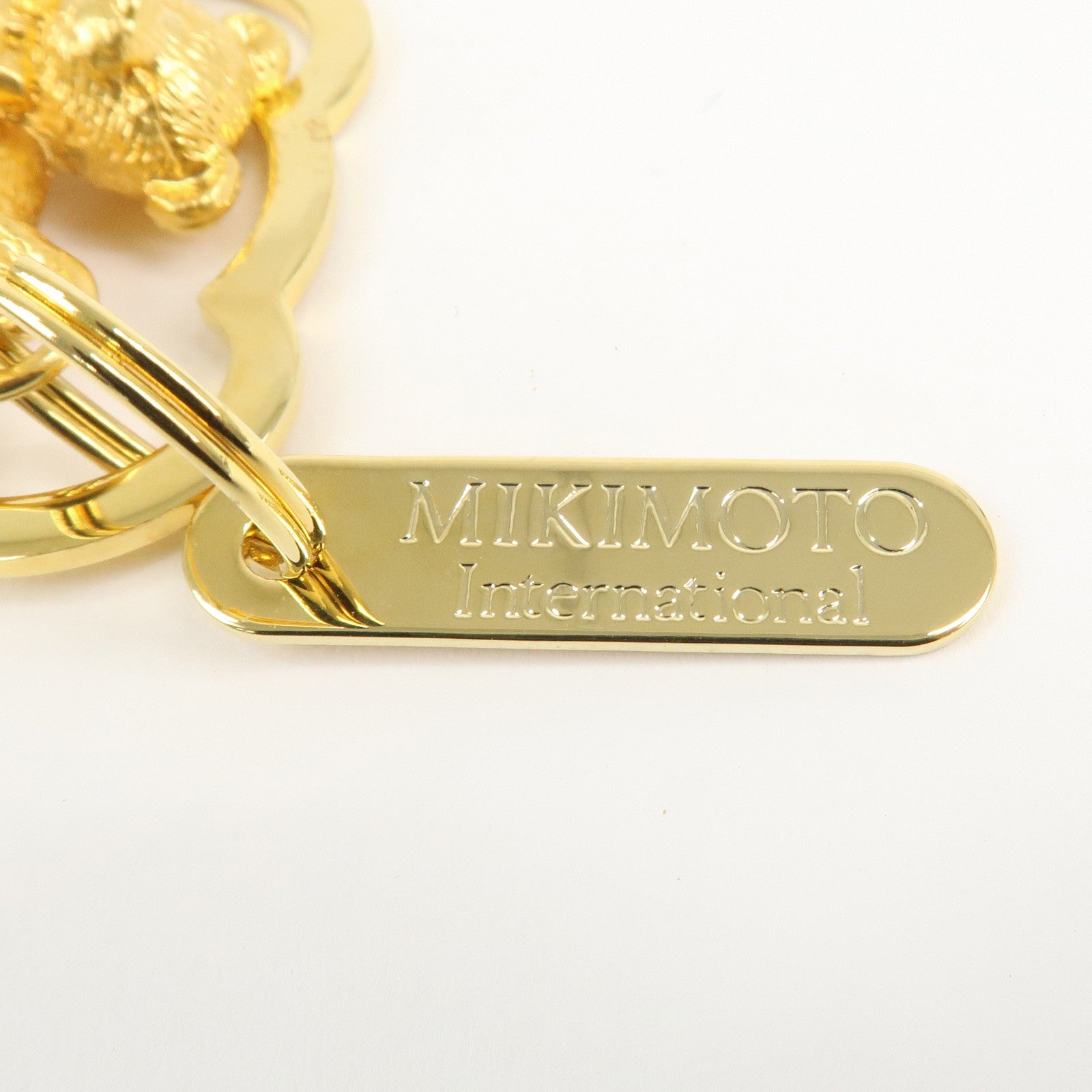 MIKIMOTO Metal Teddy Bear Bag Charm Key Chain Gold