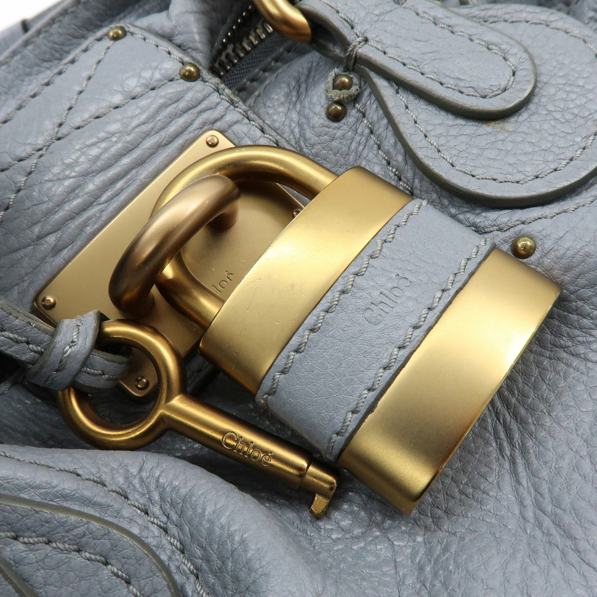 Chloe Paddington Leather Hand Bag Shoulder Bag Boston Bag Gray