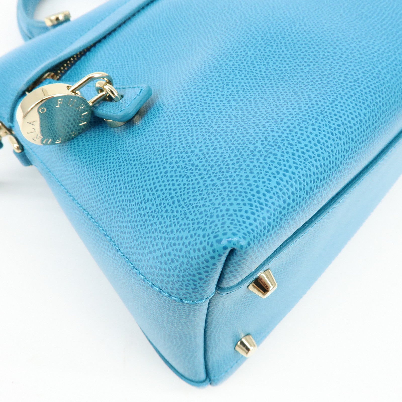 FURLA Set of 2 Leather 2Way Bag Hand Bag Shoulder Bag Black Blue