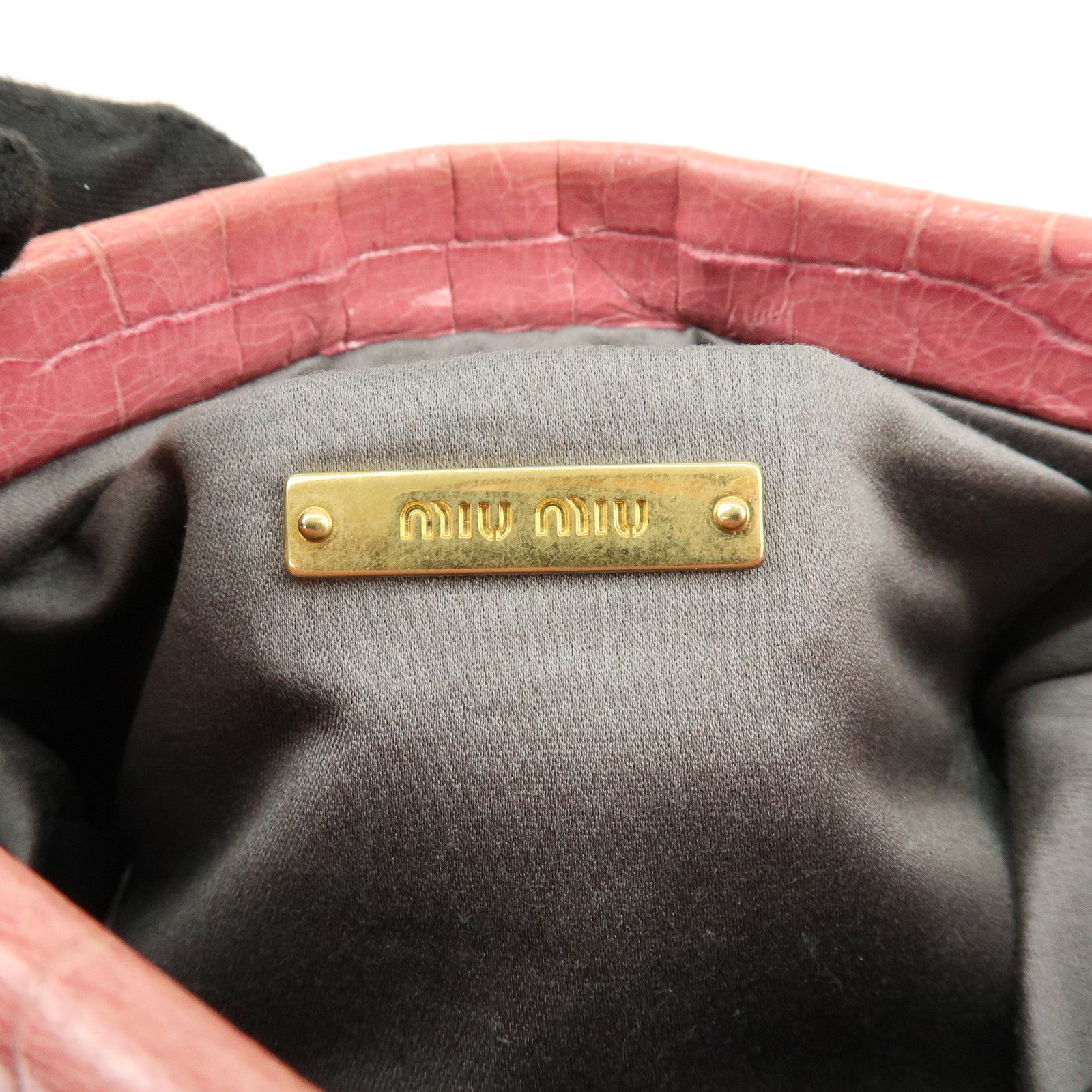 MIU MIU Embossed Leather Shoulder Bag Crossbody Bag Pink