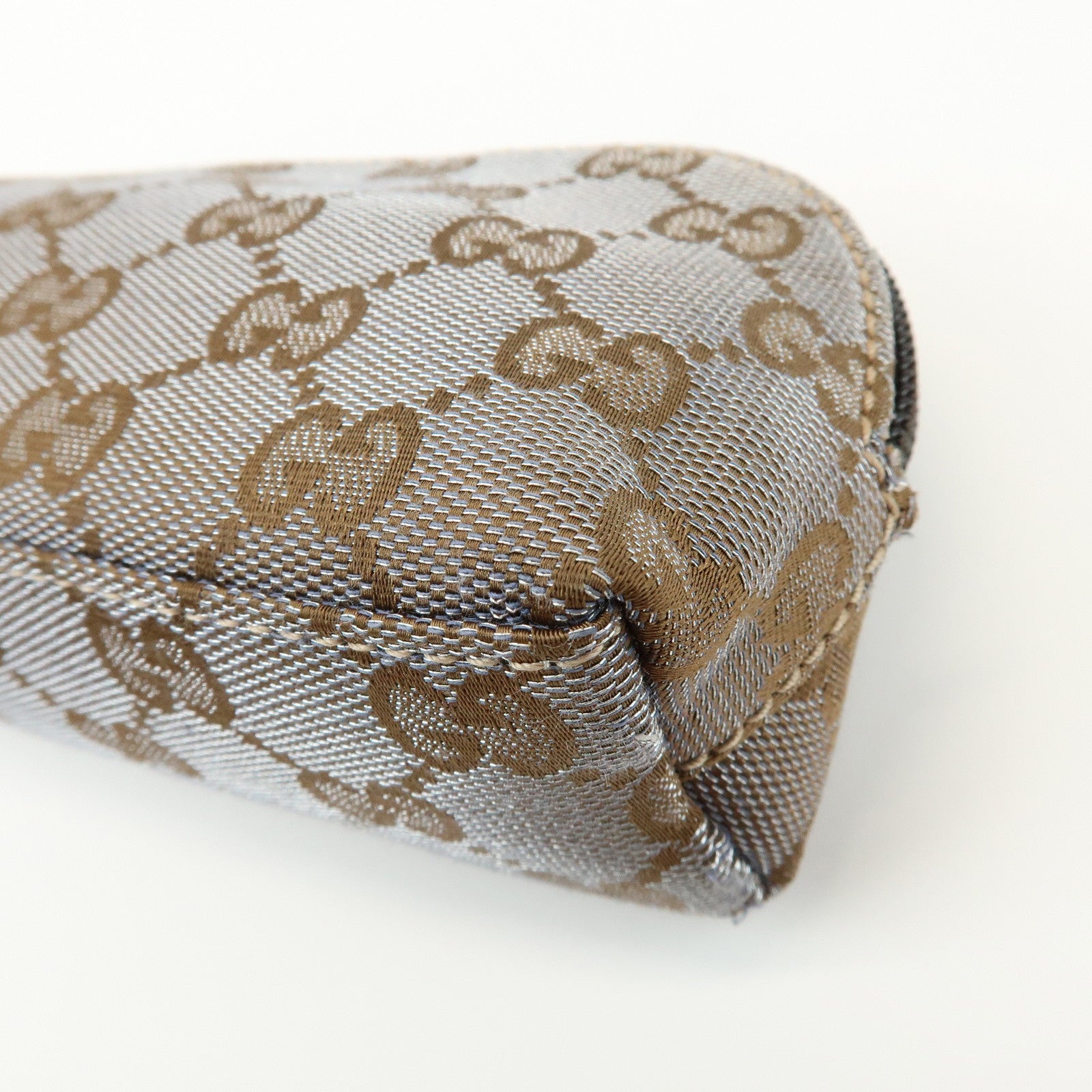 GUCCI GG Mnogram Canvas Leather Cosmetic Pouch Brown 272367