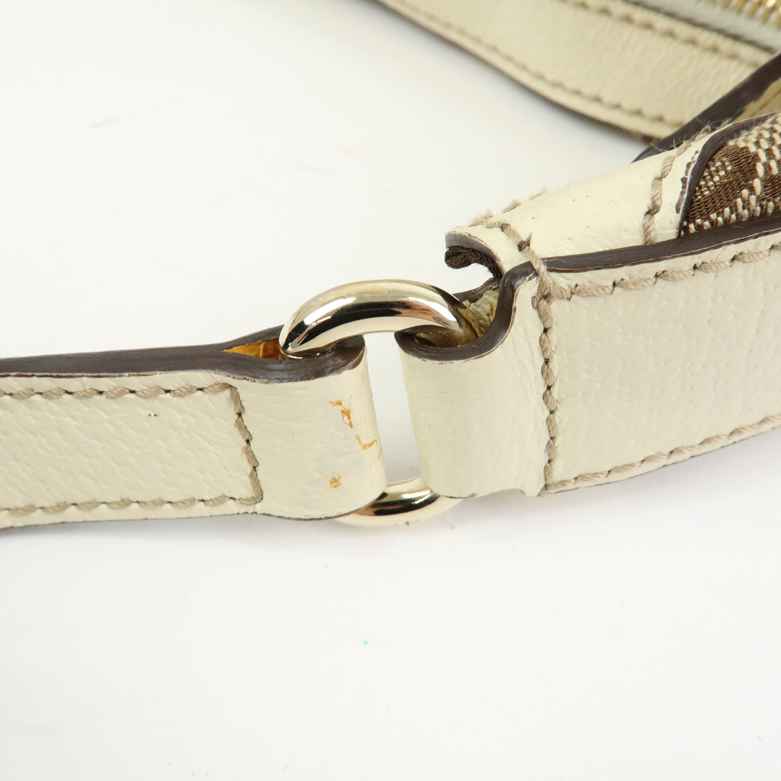 GUCCI GG Canvas Leather Shoulder Bag Hand Bag Beige Ivory 153010