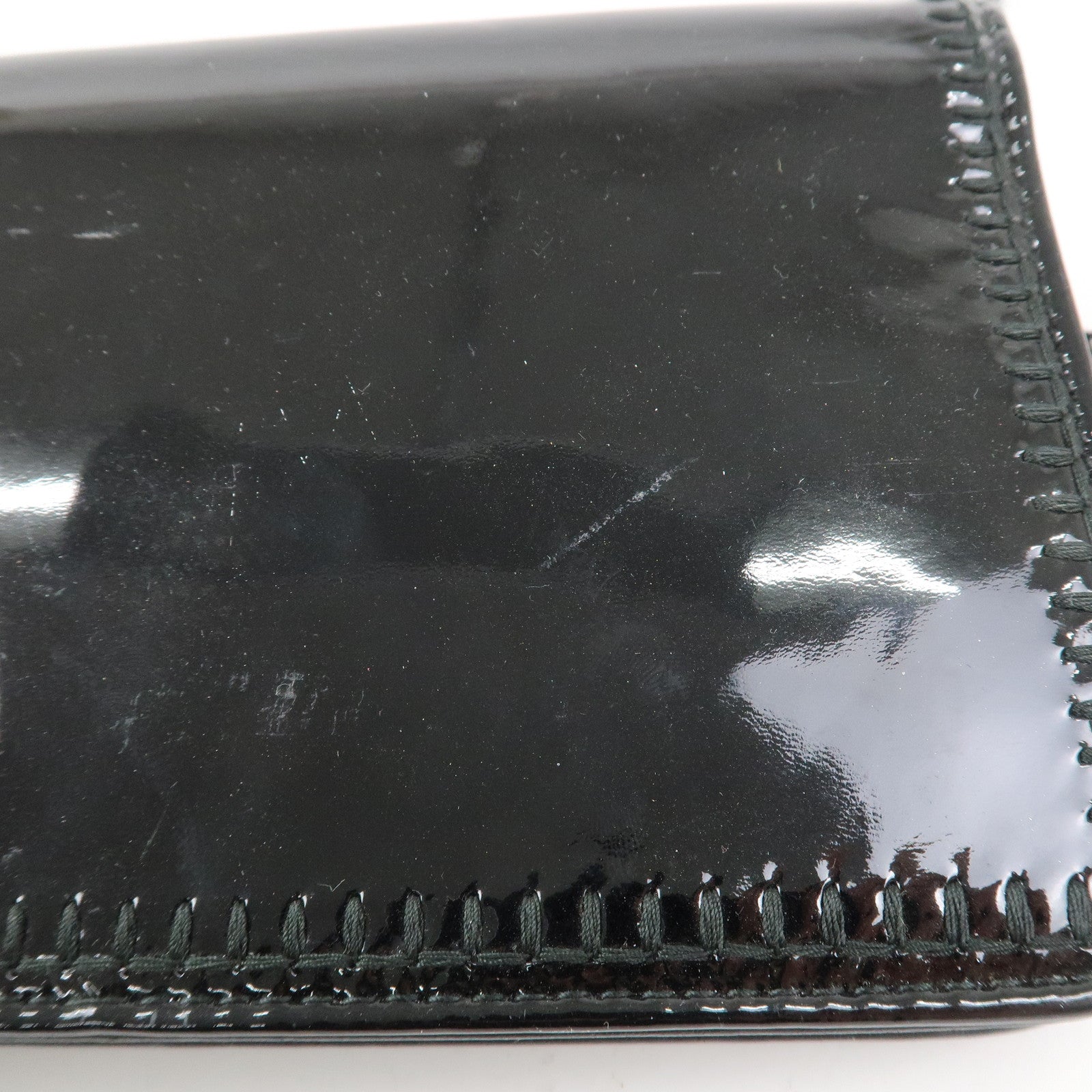 CHANEL COCO Mark Patent Leather Chain Wallet Shoulder Bag Black