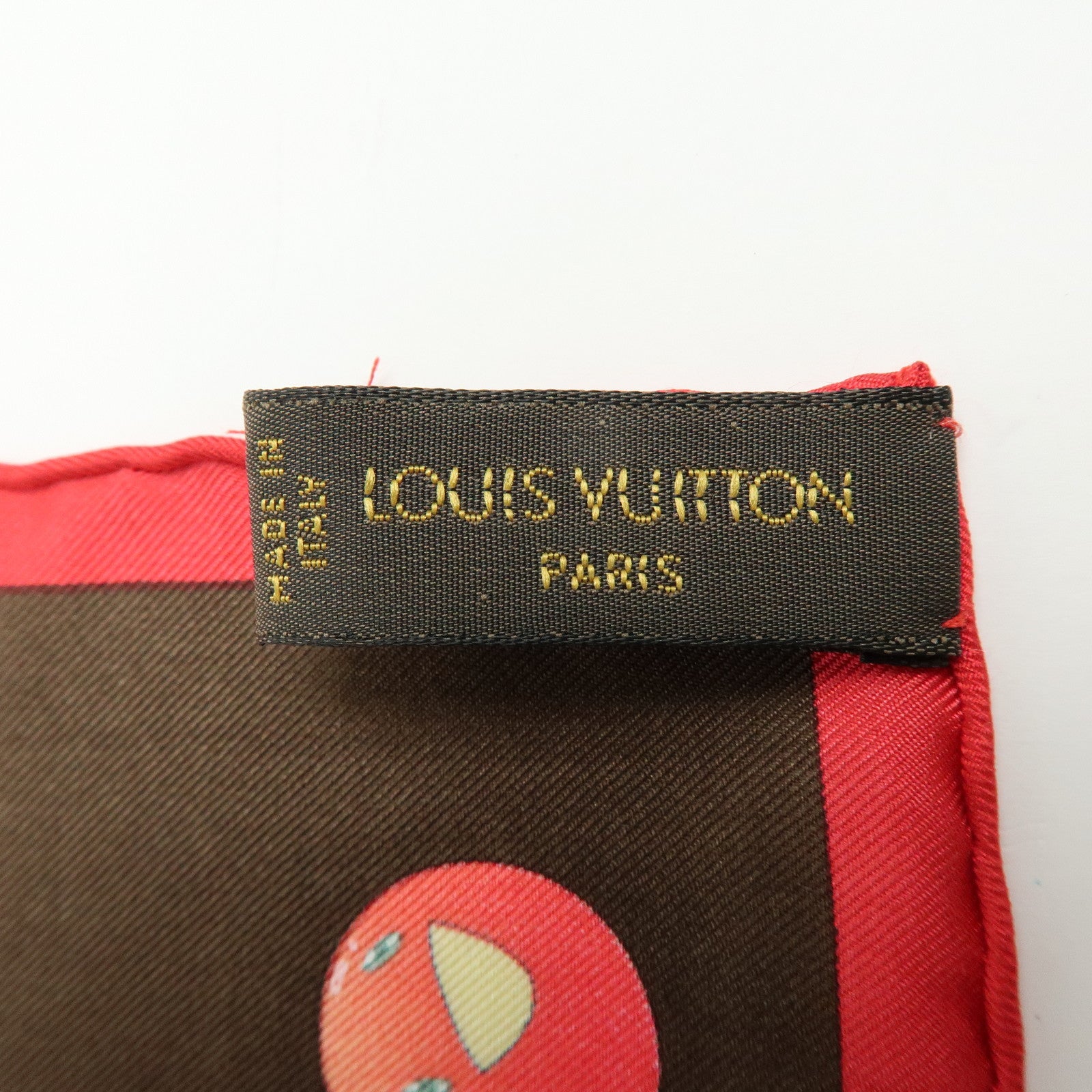 Louis Vuitton Monogram Cherry Silk 100% Scarf Brown Red M71962