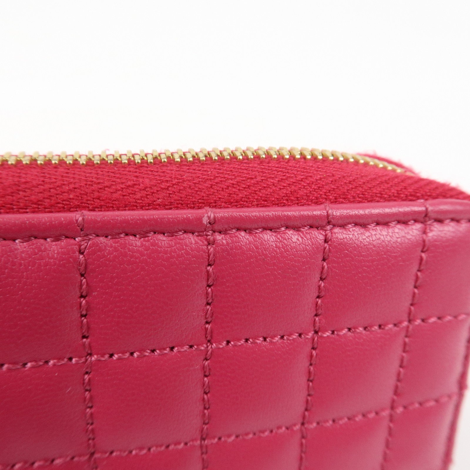 CELINE Logo Leather Coin Case Coin Purse Pink