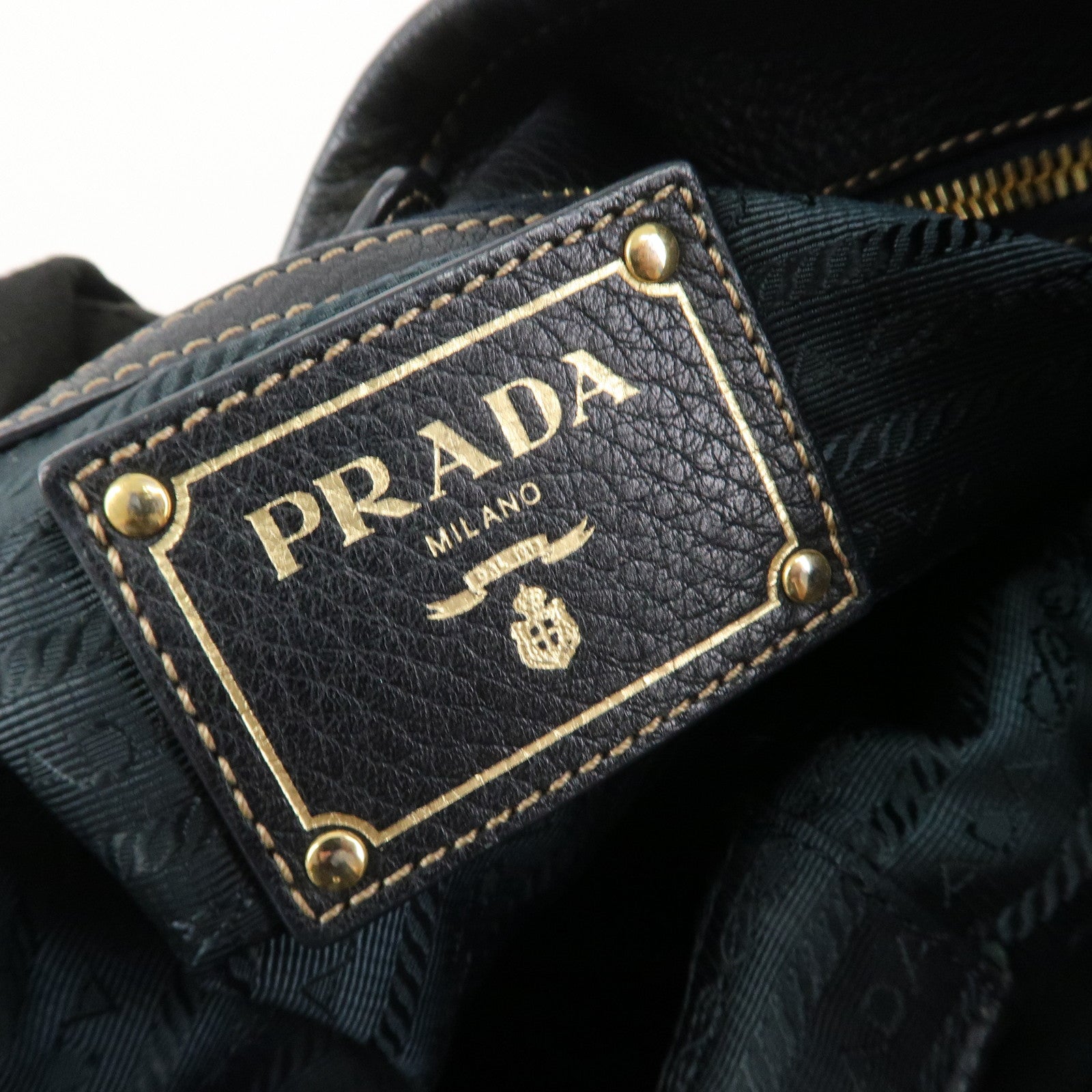 PRADA Logo Nylon Leather 2Way Bag Shoulder Bag Hand Bag Navy BR4420