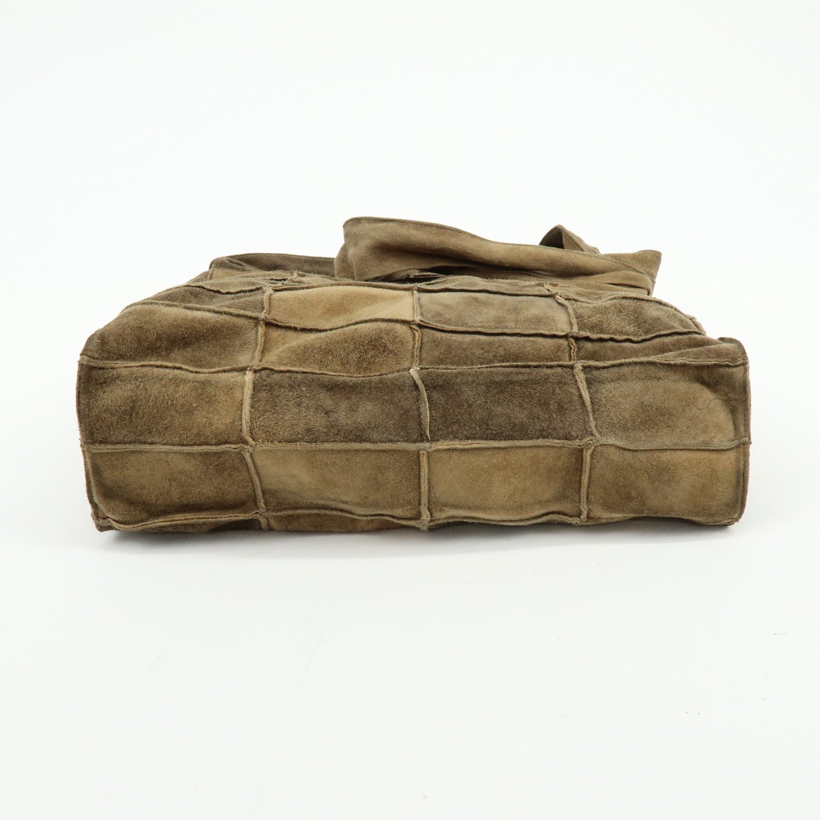 CHANEL Suede Patchwork Tote Bag Shoulder Bag Brown