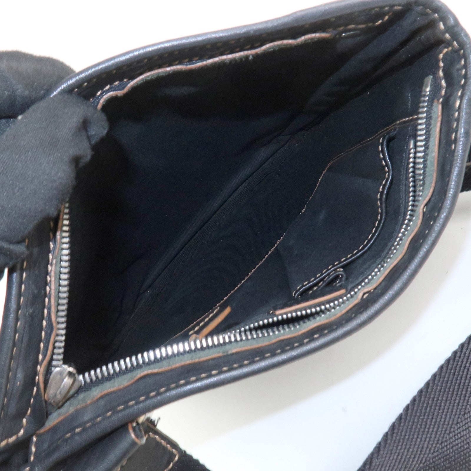 CELINE Macadam Logo Canvas Leather Shoulder Bag Crossbody Bag Black