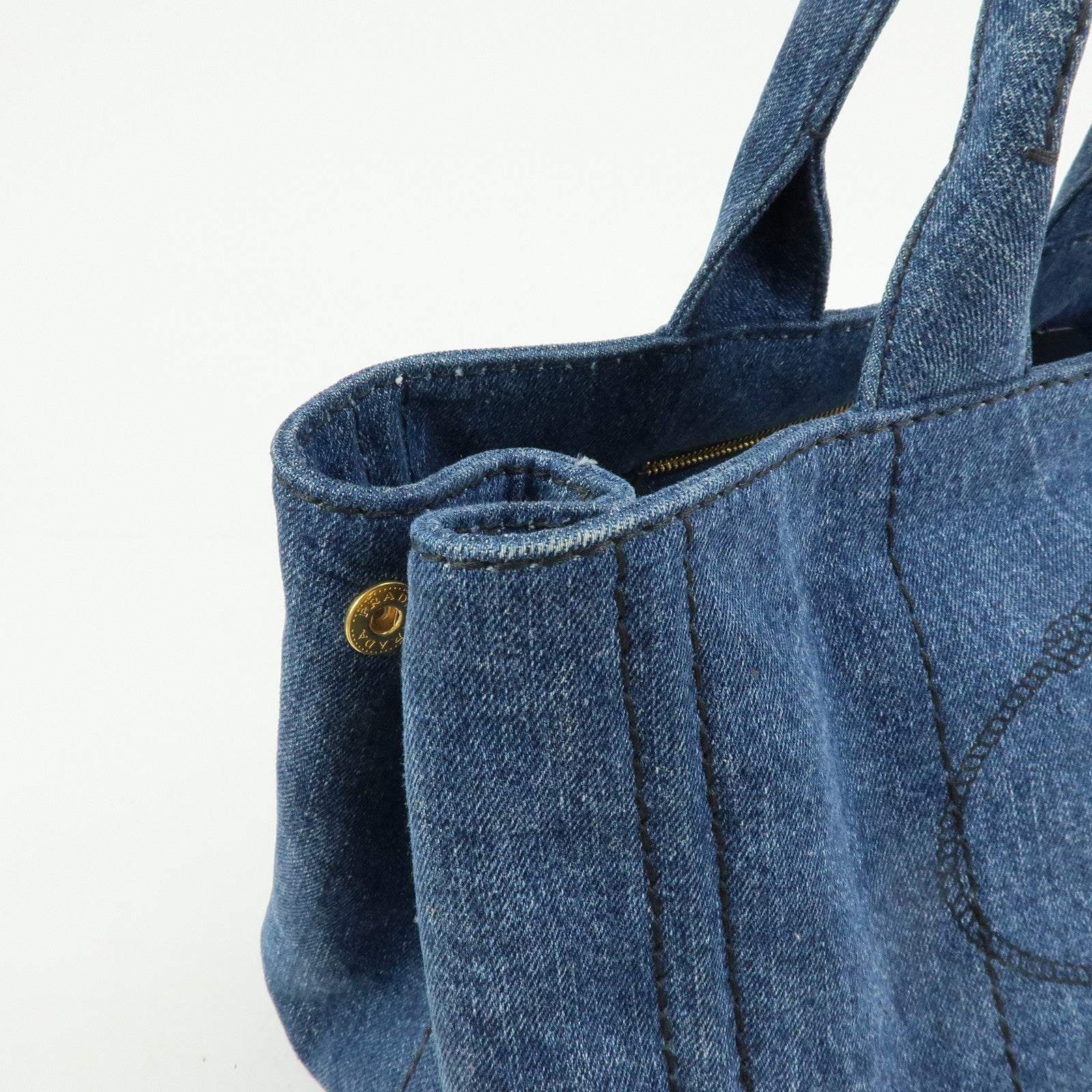 PRADA Triangle Logo Canapa Denim 2Way Hand Bag Shoulder Bag B2642B