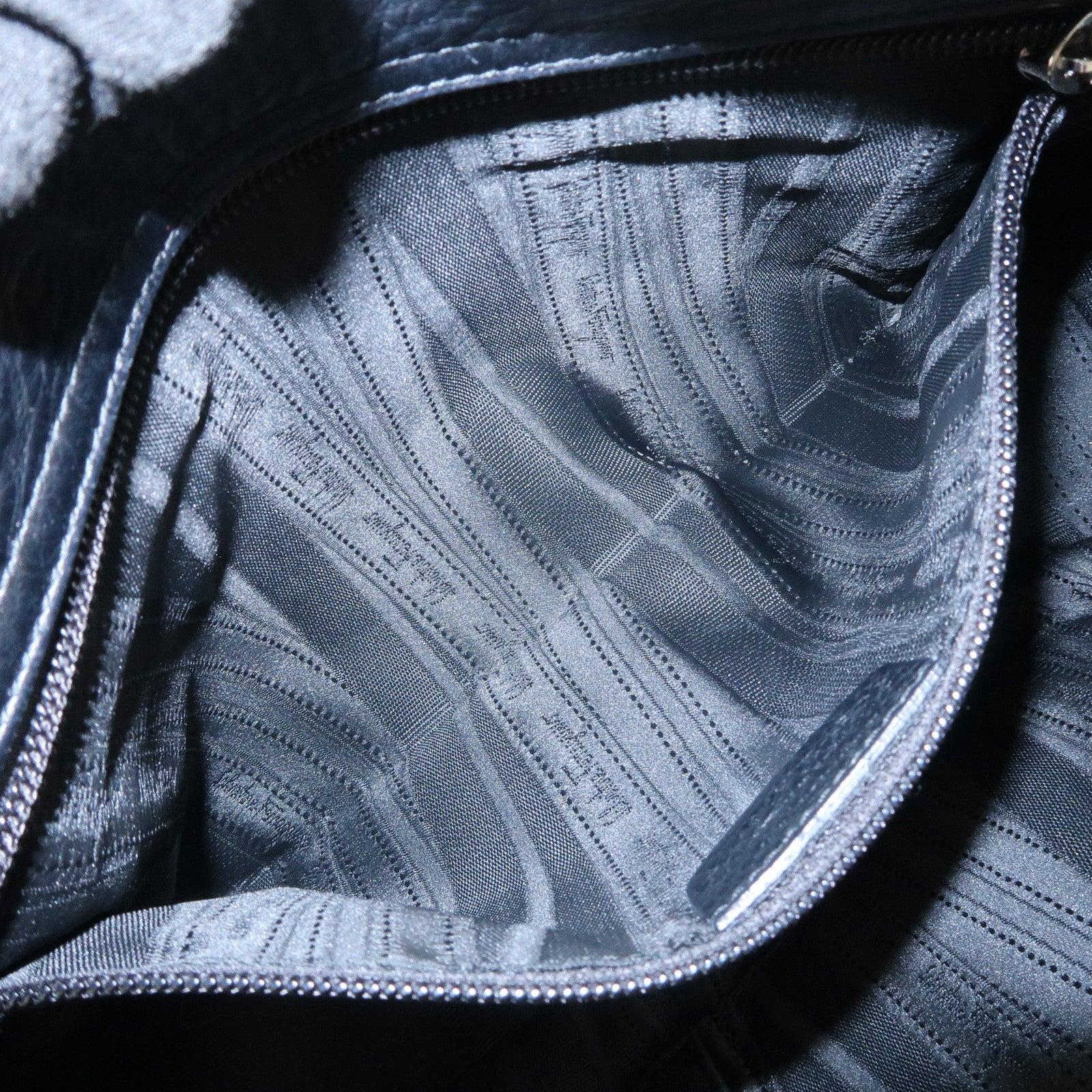 Ferragamo Gancini Leather Hand Bag Shoulder Bag Black Silver