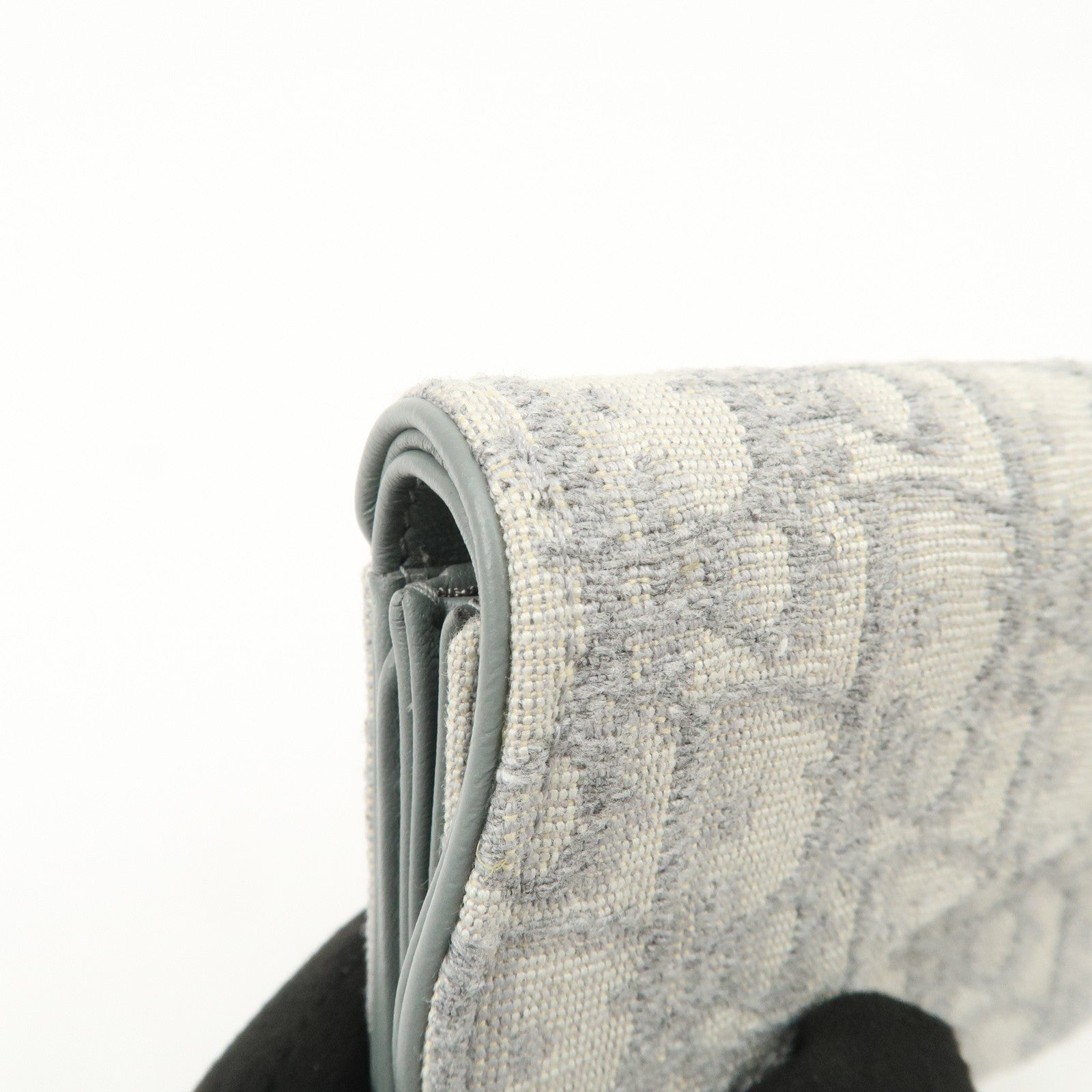 Christian Dior Oblique Jacquard Saddle Lotus Wallet Gray