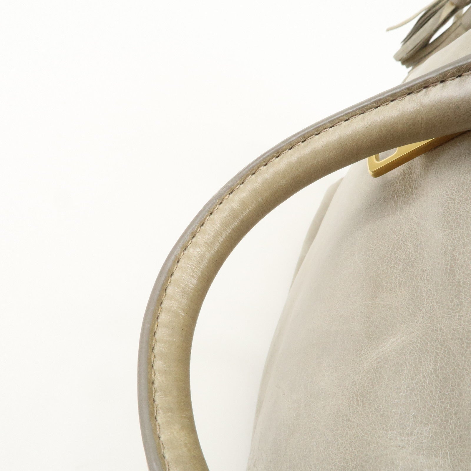 PRADA Triangle Logo VITELLOSHINE Leather 2Way Bag Hand Bag Gray BN1921 Used