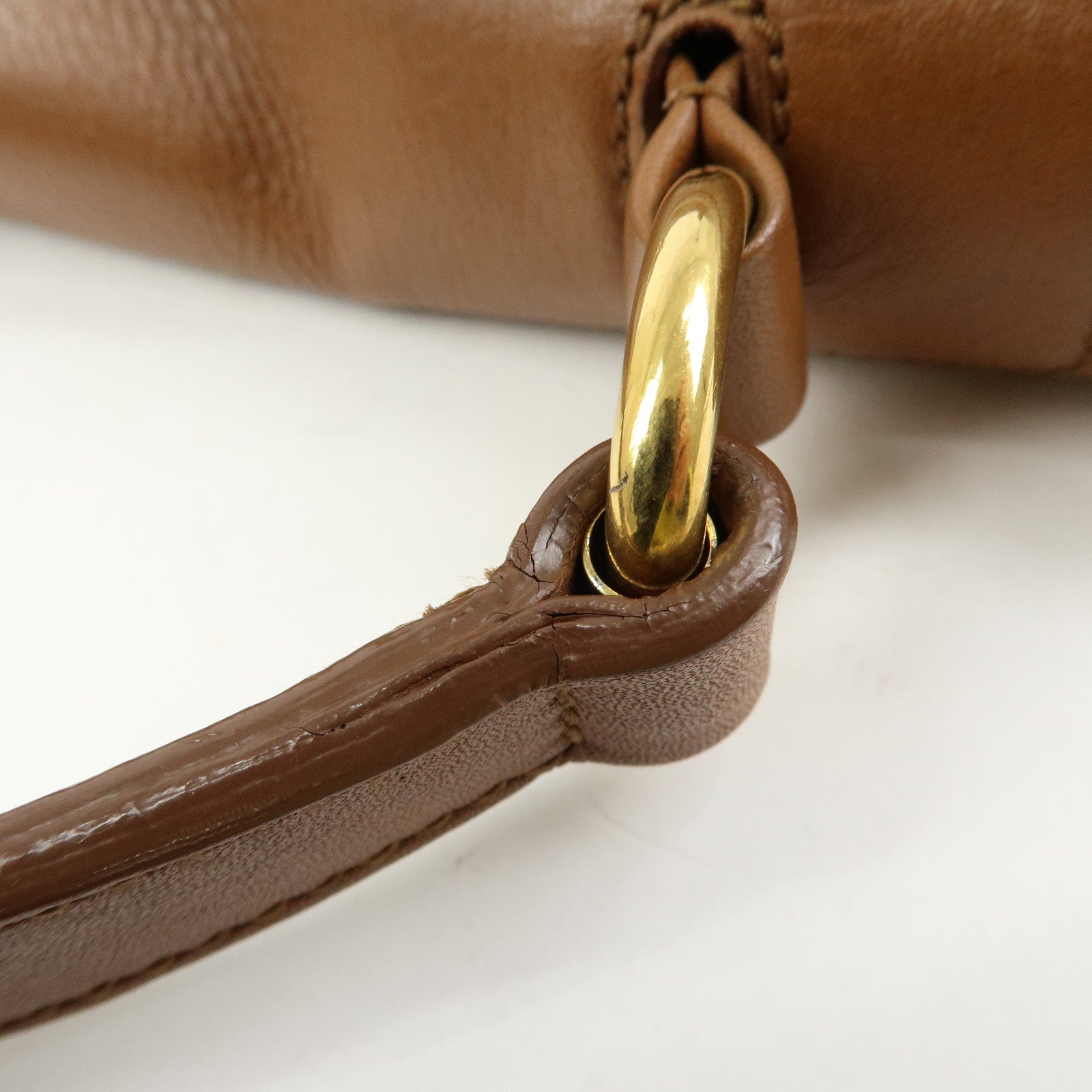 SAINT LAURENT PARIS Muse Two Leather Canvas Hand Bag Brown 229680