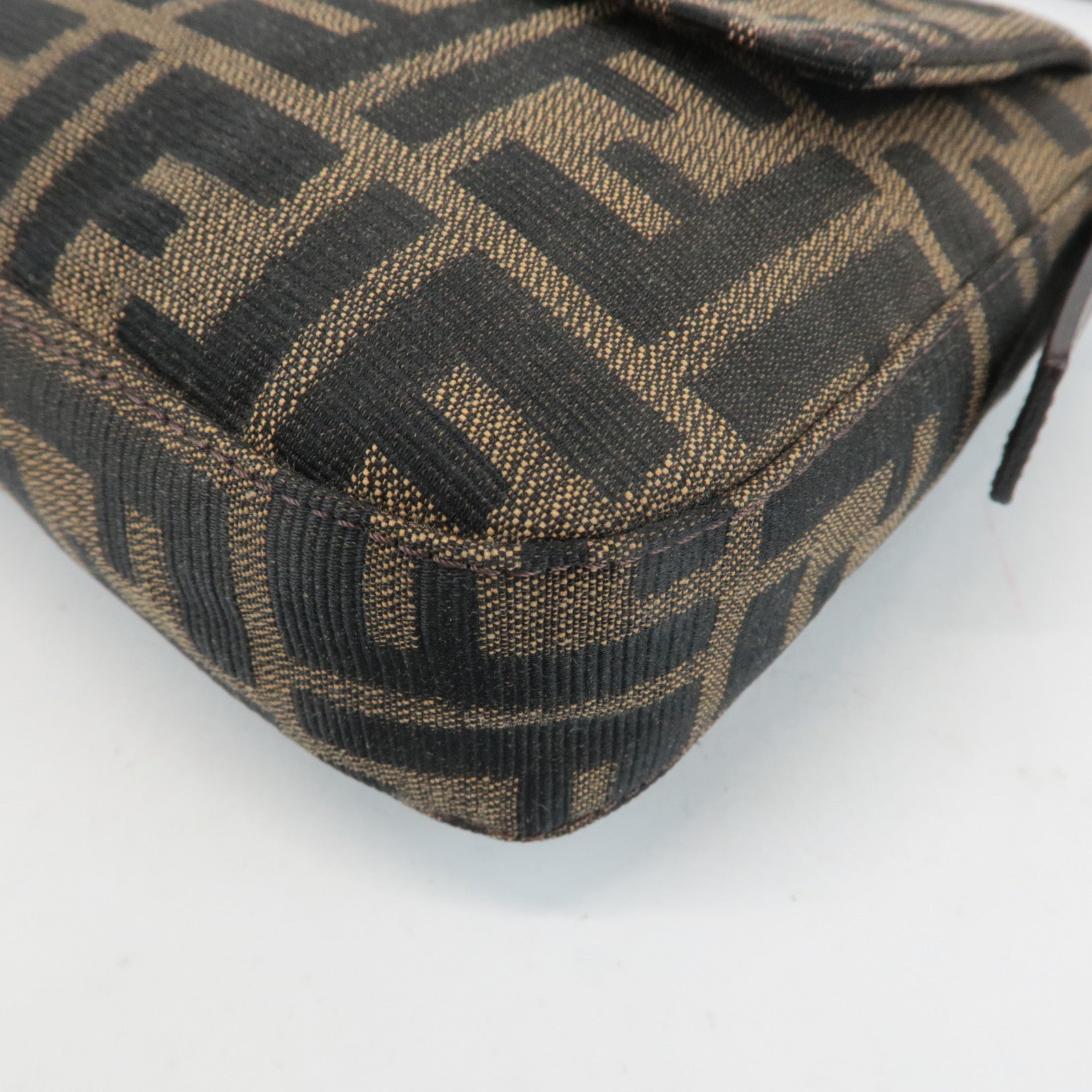 FENDI Zucca Mamma Baguette Canvas Shoulder Bag 26424 Brown Black Used