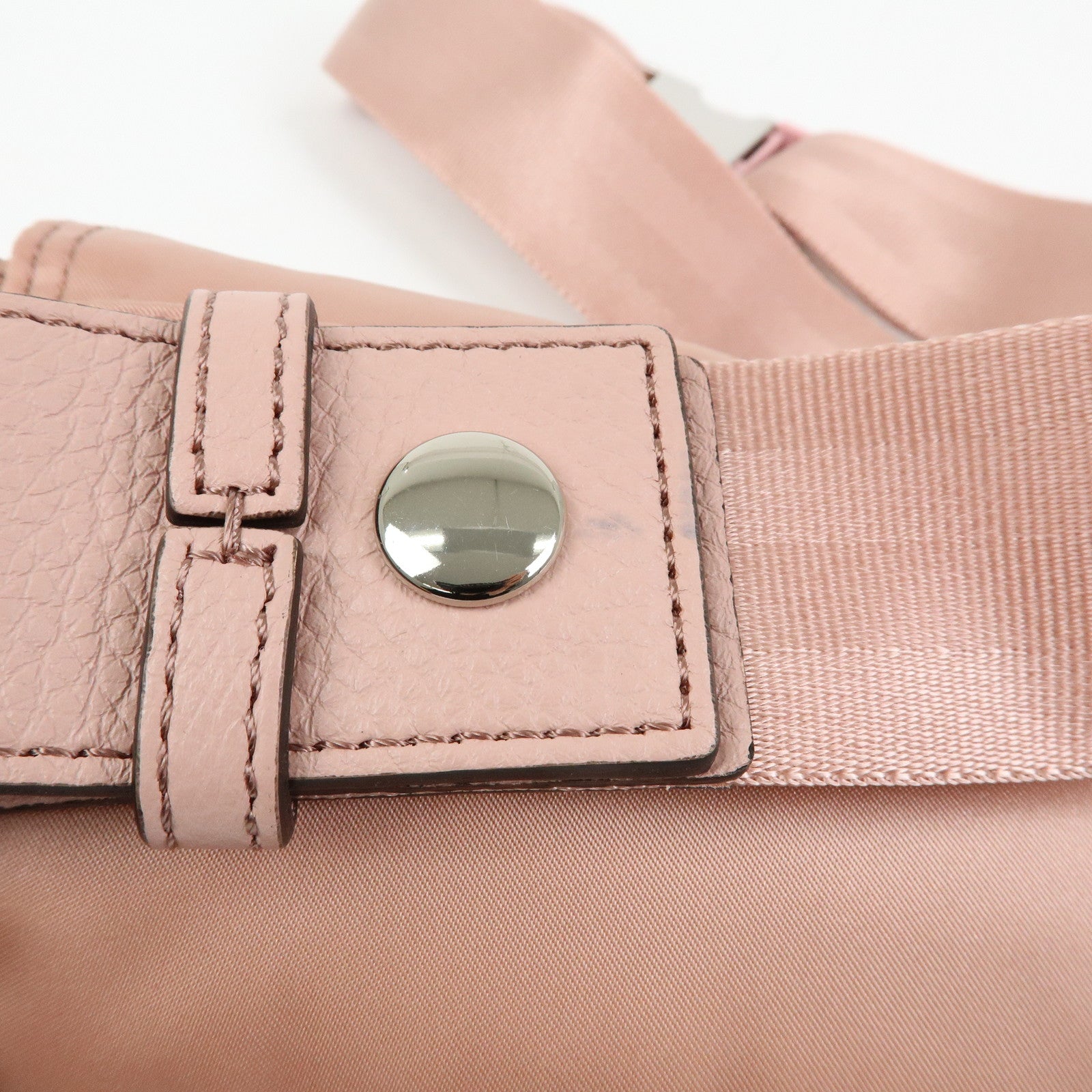 FENDI Baguette Mini Nylon Leather 2WAY Bag ×PORTER Pink 7AS138