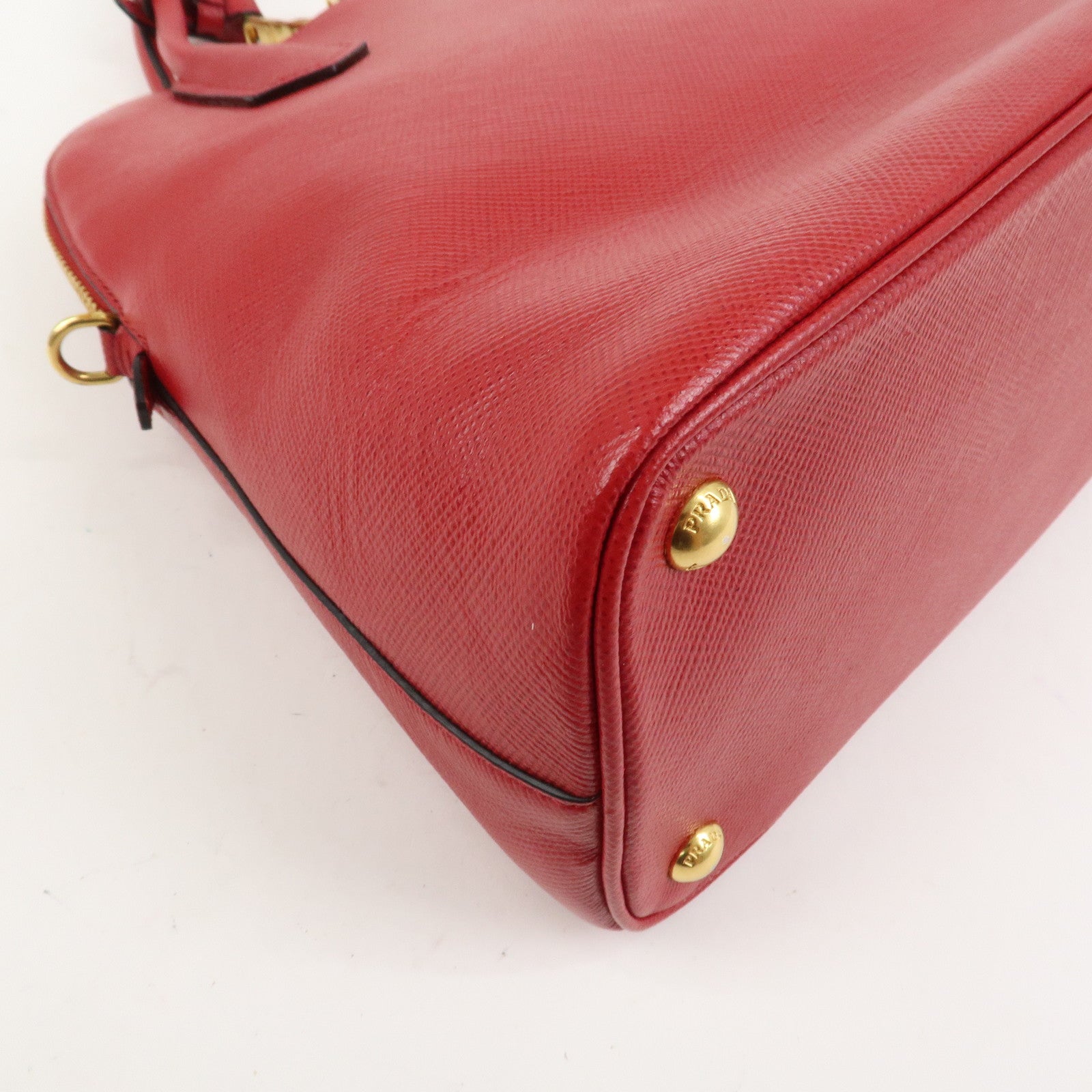 PRADA Logo Saffiano Leather 2Way Hand Bag Shoulder Bag Red BL0907