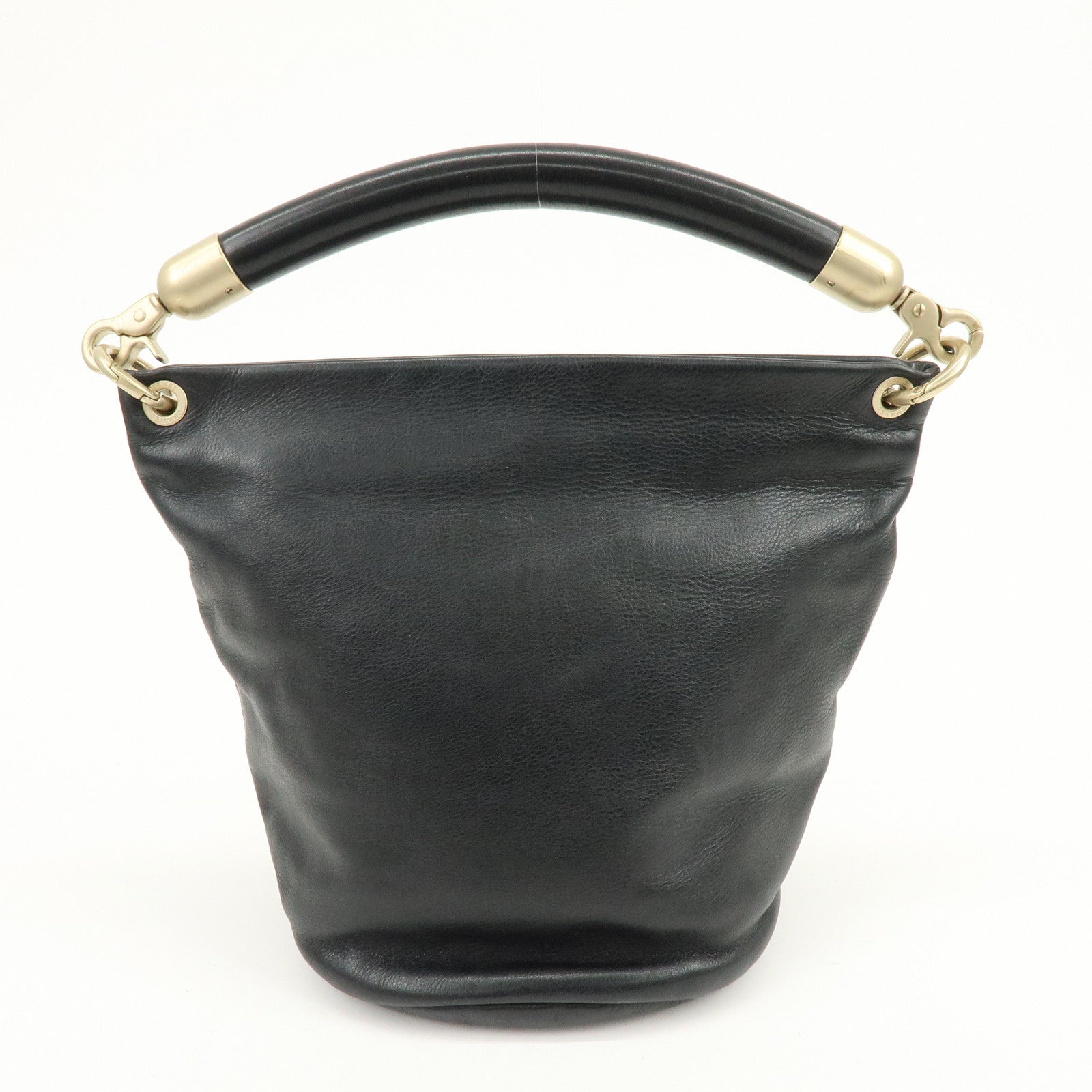 CHANEL COCO Mark Calf Leather Hand Bag Shoulder Bag Black