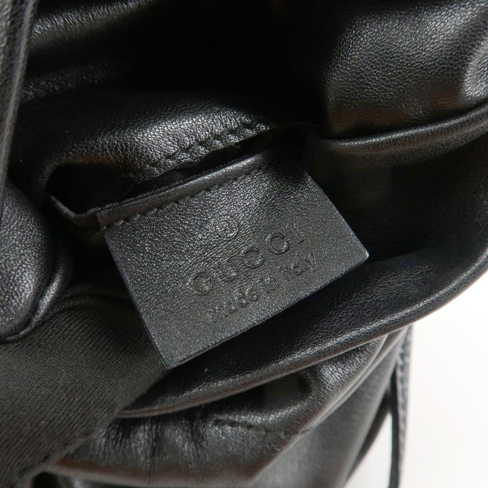 GUCCI Leather Shoulder Bag Black Silver Hardware 200110 Used