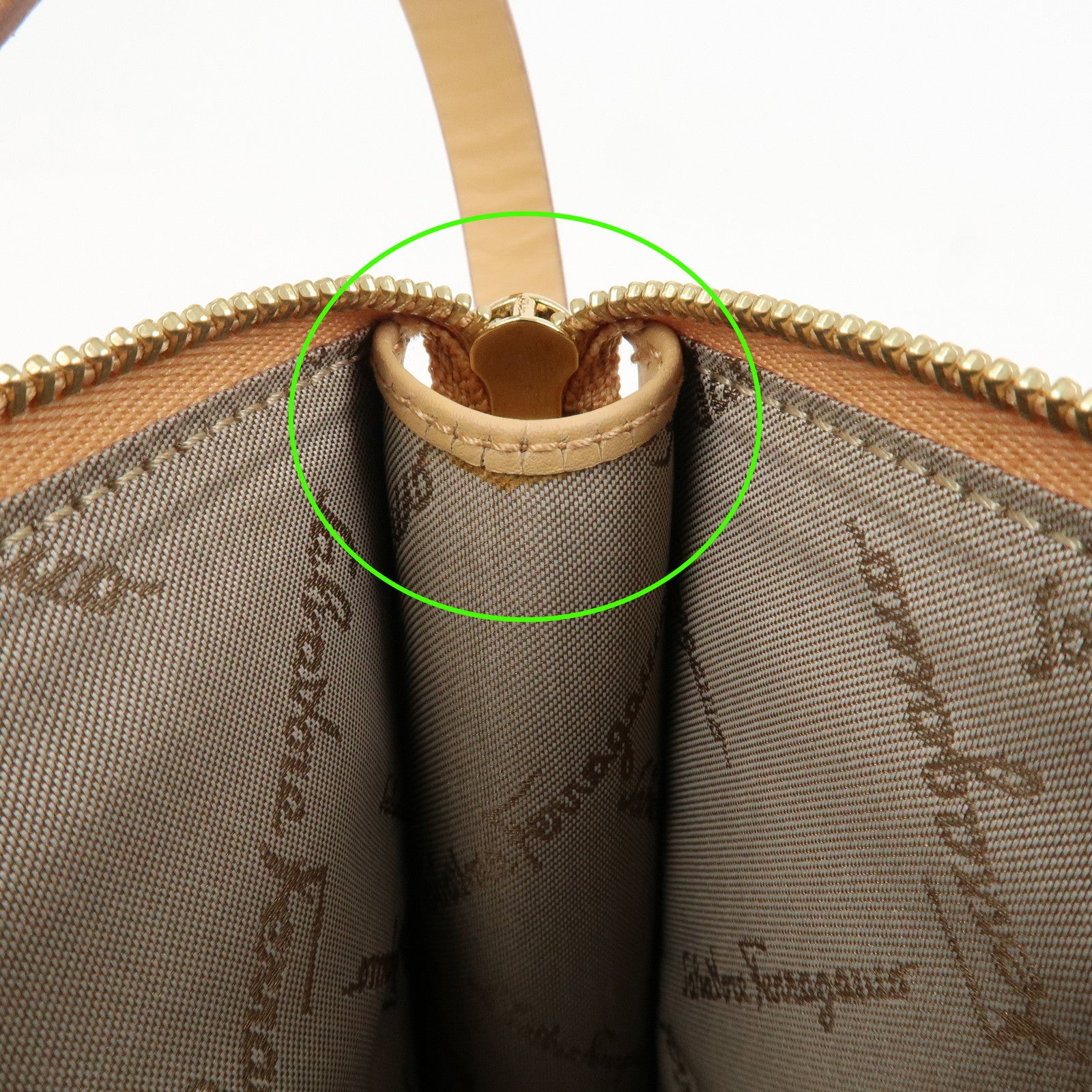 Ferragamo Gancini Nylon Leather Shoulder Bag Hand Bag Flower Pink