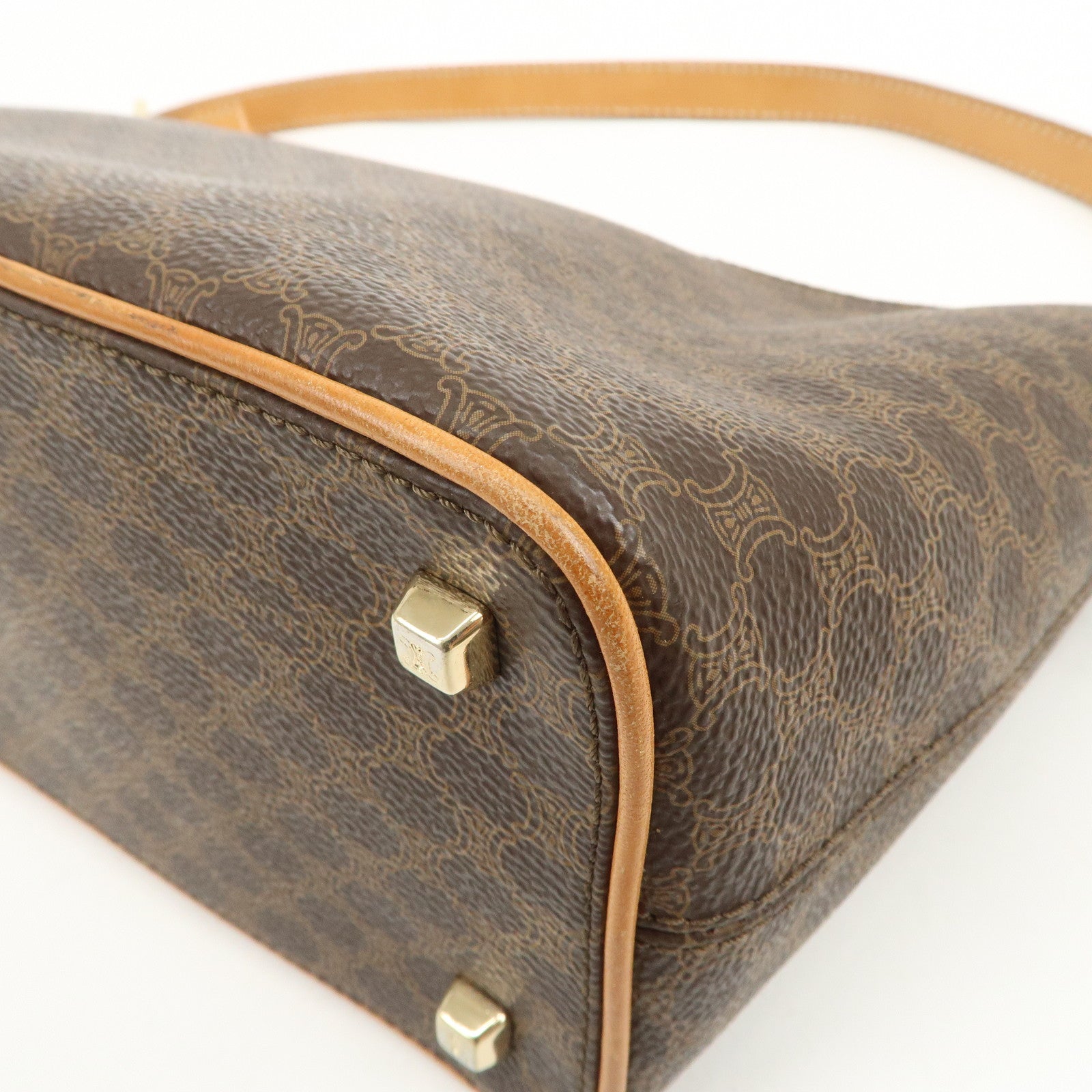 CELINE Macadam PVC Leather Shoulder Bag Brown
